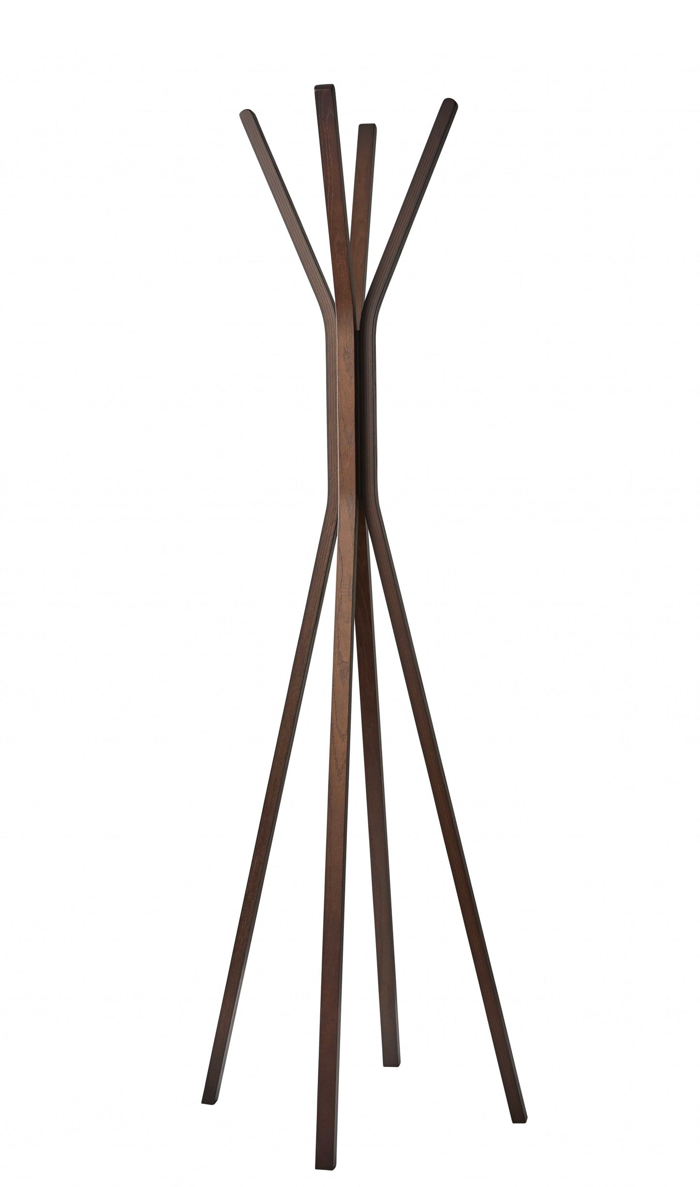68" Brown Wood Four Hook Freestanding Coat Rack-2