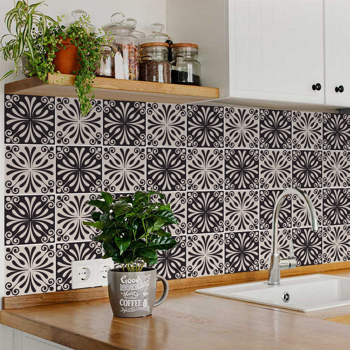 4" X 4" Cinnamon Swirl Peel And Stick Removable Tiles-3