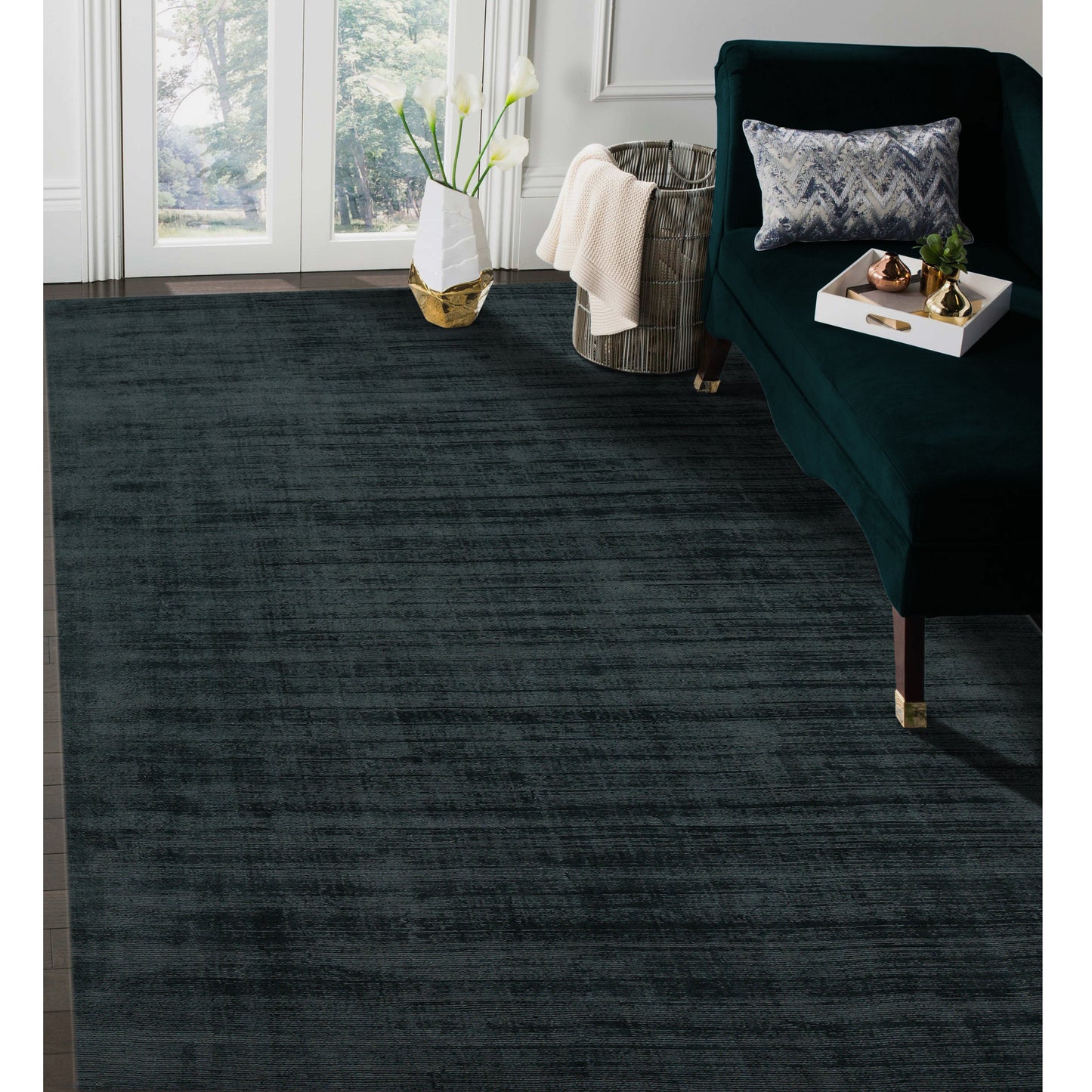 10' X 14' Charcoal And Black Abstract Hand Woven Area Rug-7