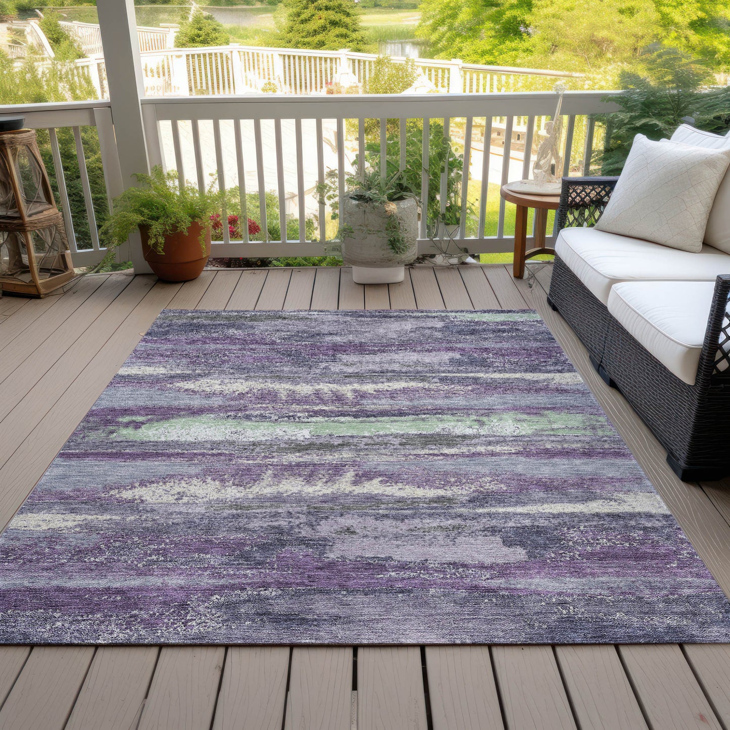 3' X 5' Purple And Lavender Abstract Washable Indoor Outdoor Area Rug-6