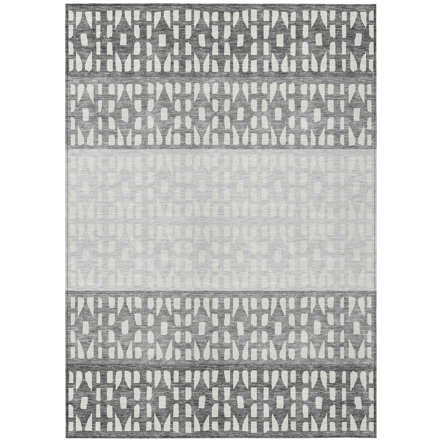 5' X 8' Gray Silver And Charcoal Geometric Washable Indoor Outdoor Area Rug-1