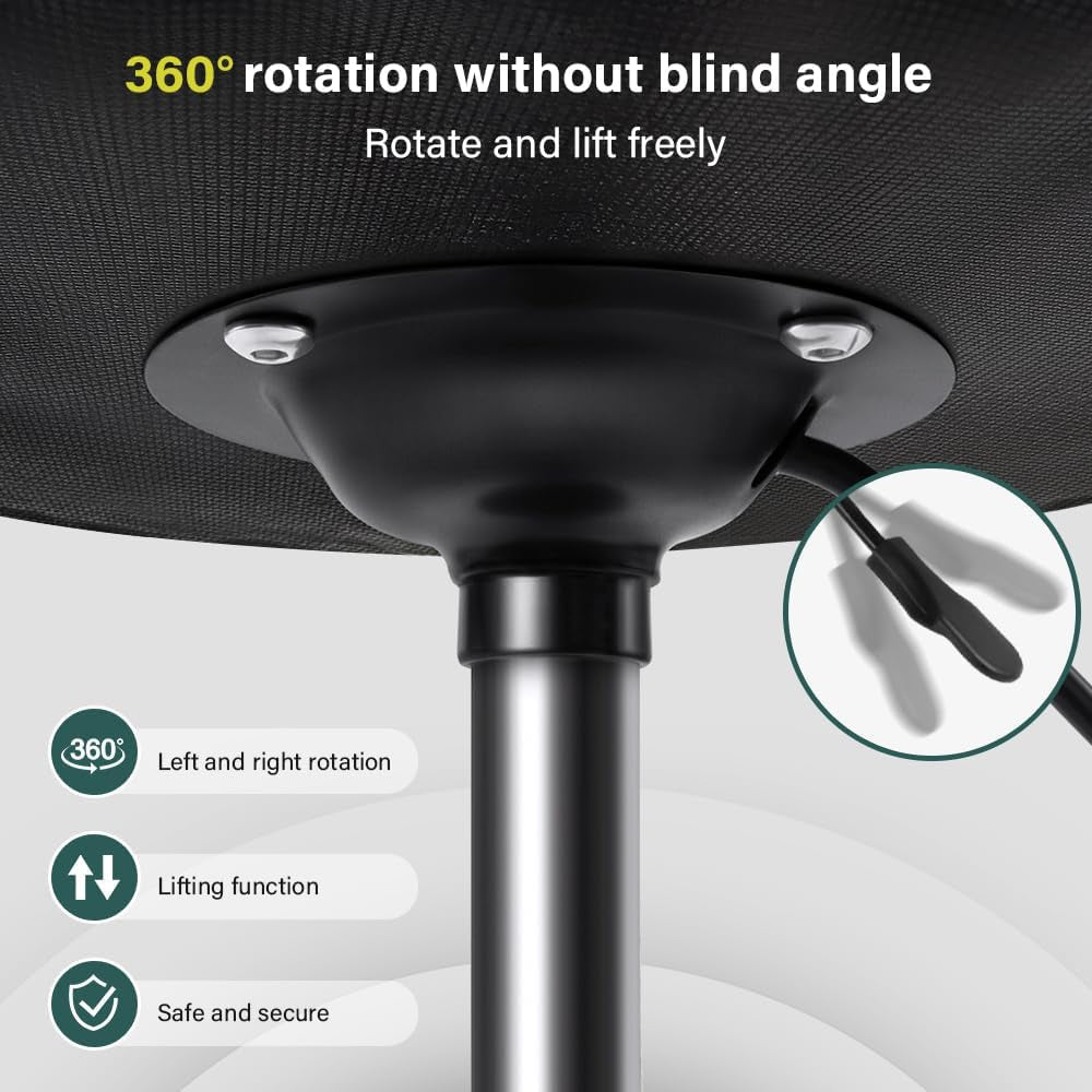 Black Square Swivel Stool with Wheel for Work SPA Shop Massage Height-Adjustable and Cost-Effective Rolling Stool Chair with Back-3