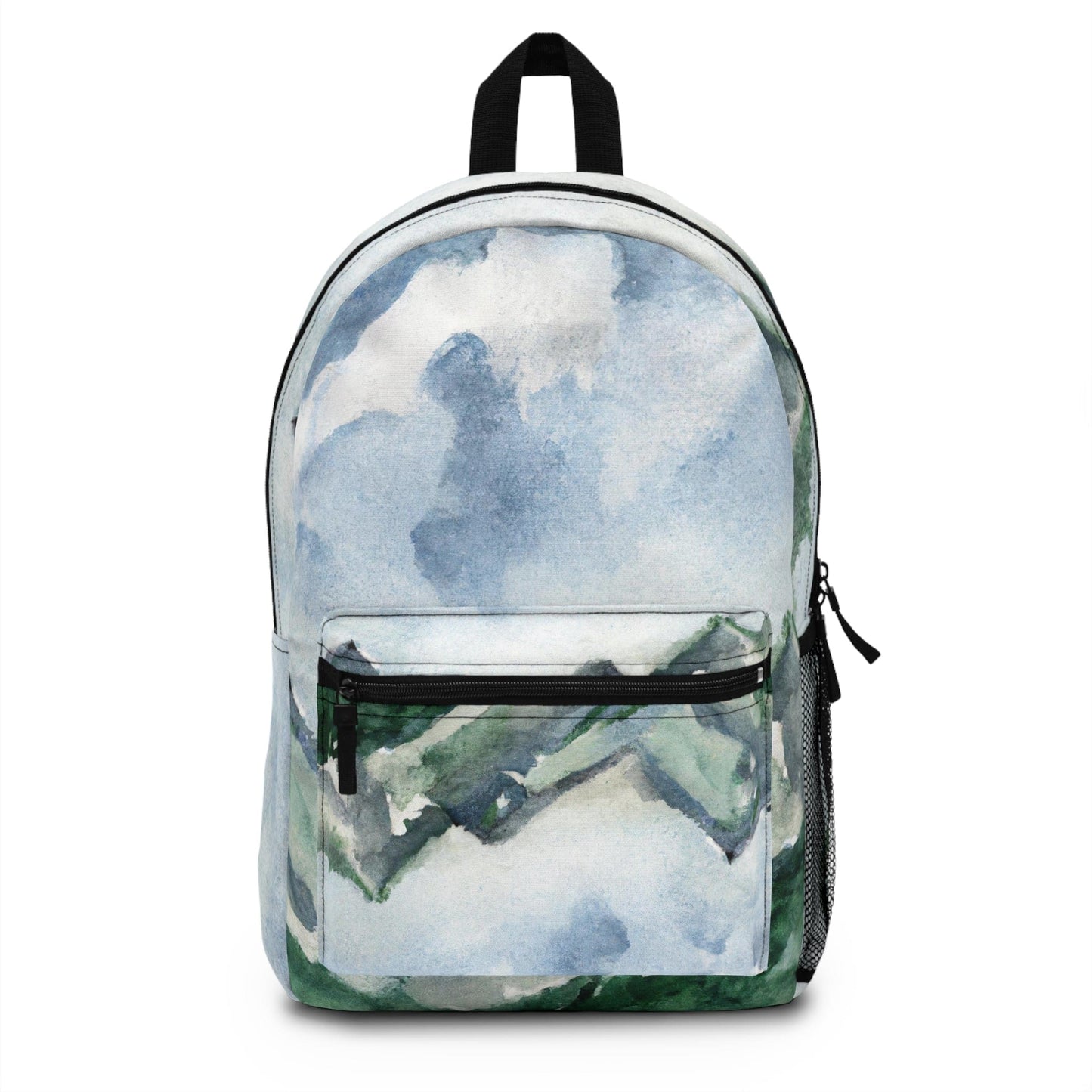 Backpack - Water-resistant Bag - Green Mountainside Nature Landscape Blue Sky Print-0