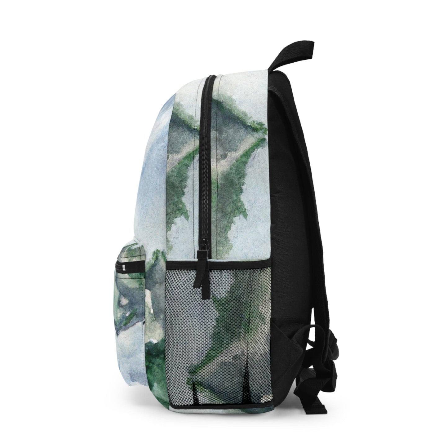 Backpack - Water-resistant Bag - Green Mountainside Nature Landscape Blue Sky Print-2