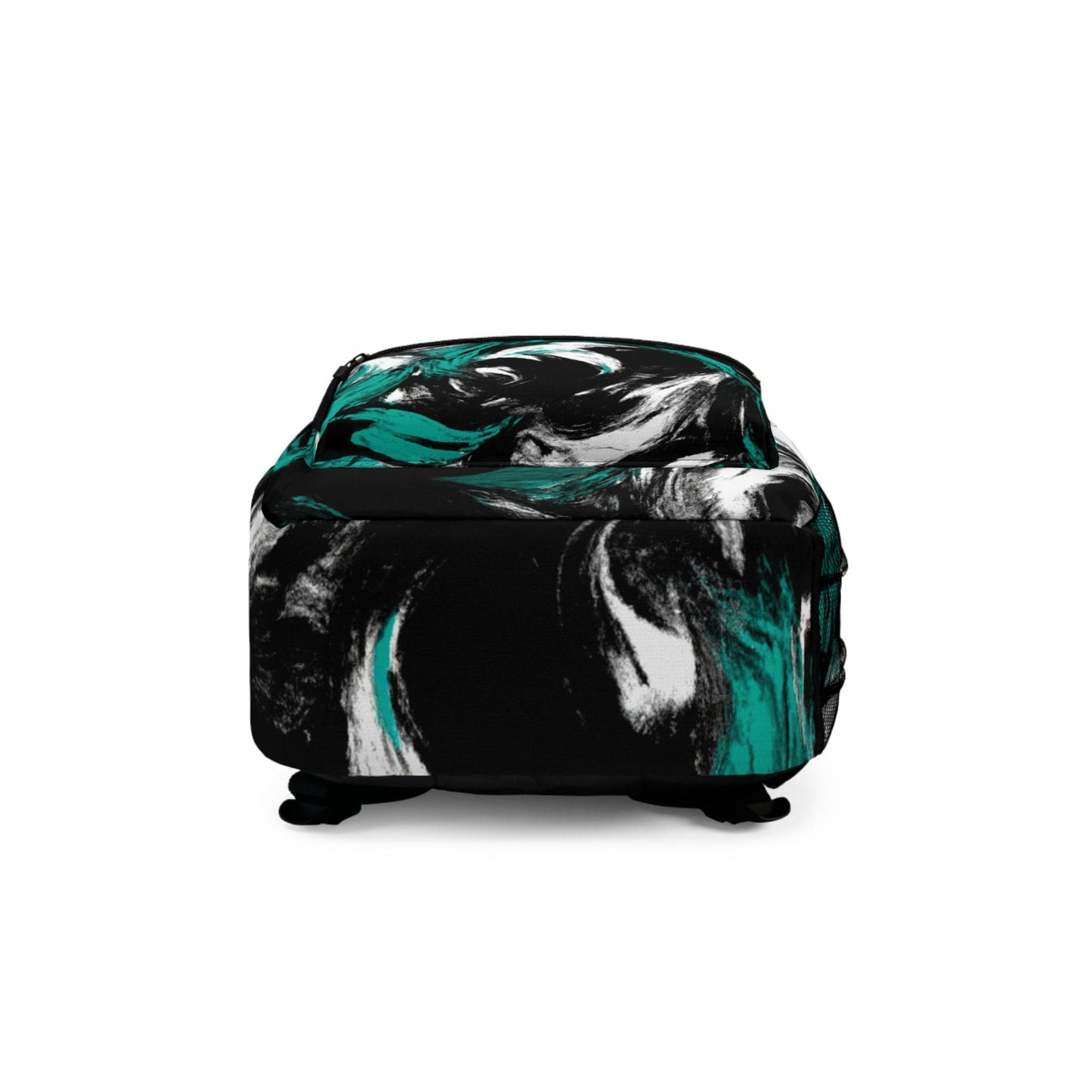 Backpack Work/school/leisure - Waterproof - Black Green White Abstract Pattern-4