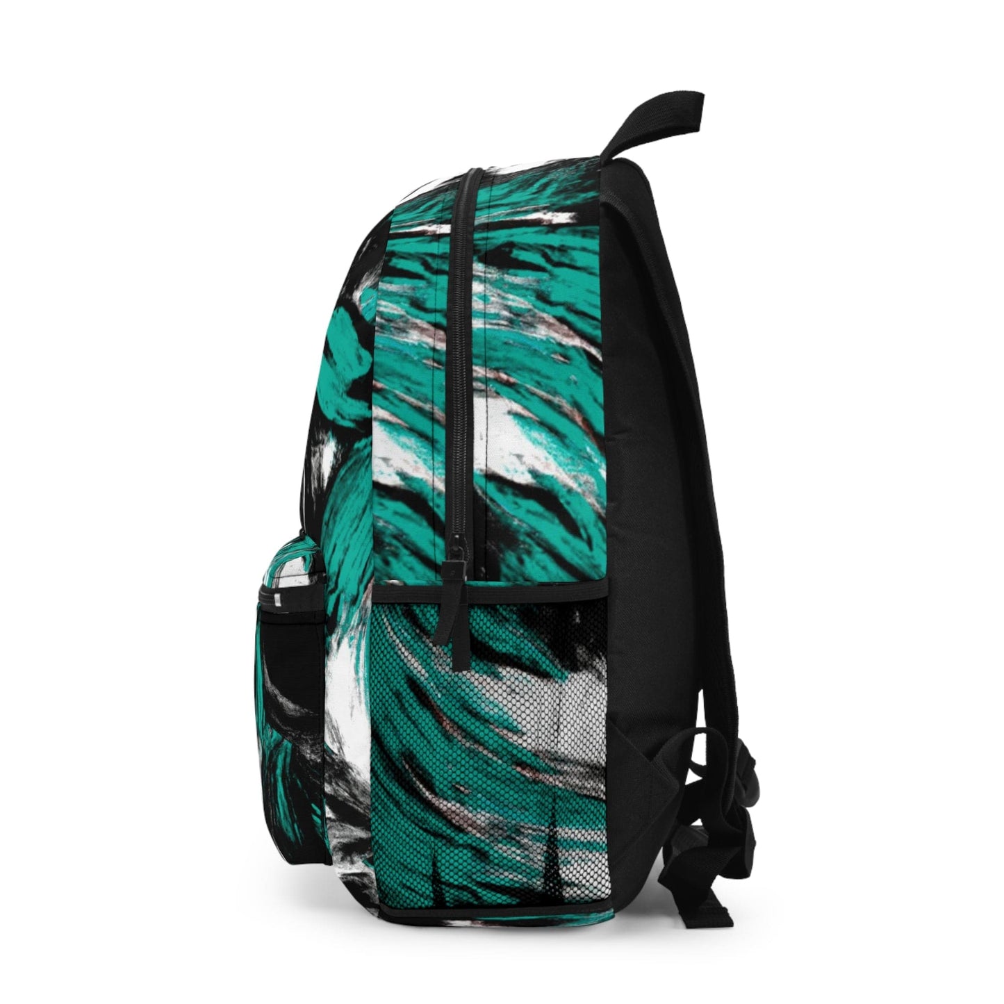 Backpack Work/school/leisure - Waterproof - Black Green White Abstract Pattern-2