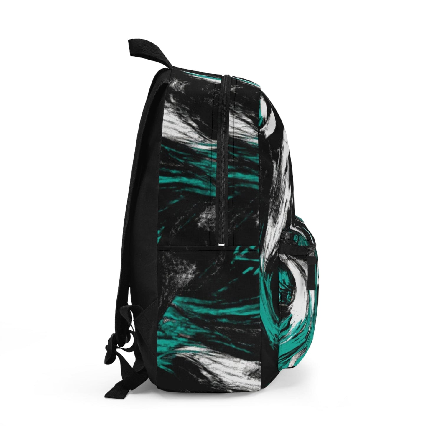 Backpack Work/school/leisure - Waterproof - Black Green White Abstract Pattern-1