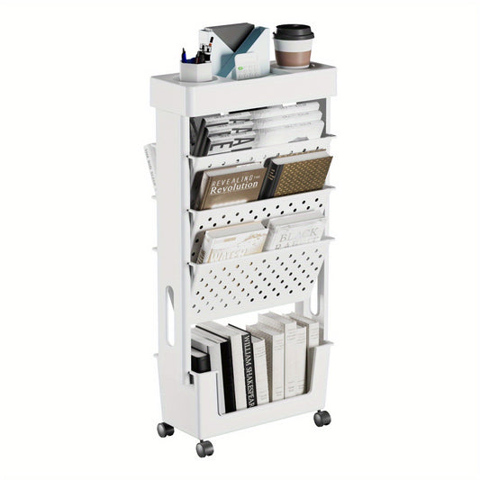 Wheeled Book Storage Rack Organizer (5-Tier)-0