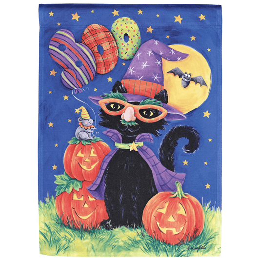 Boo Black Cat Garden Flag - 13X18 Inches-0