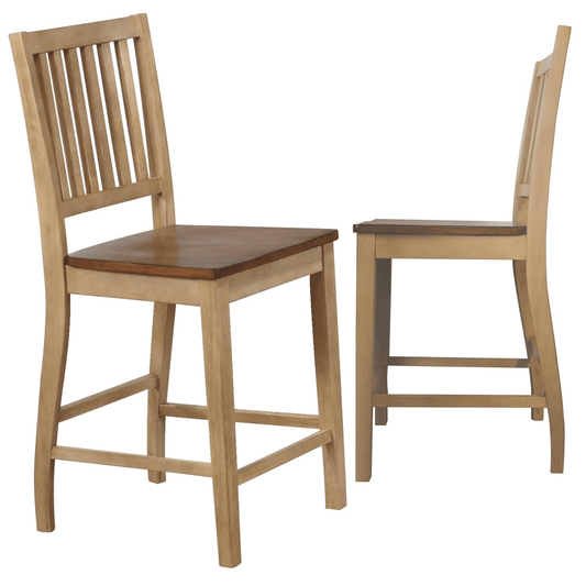 Brook Slat Back Barstool Set In Two Tone Light Brown Wood-0