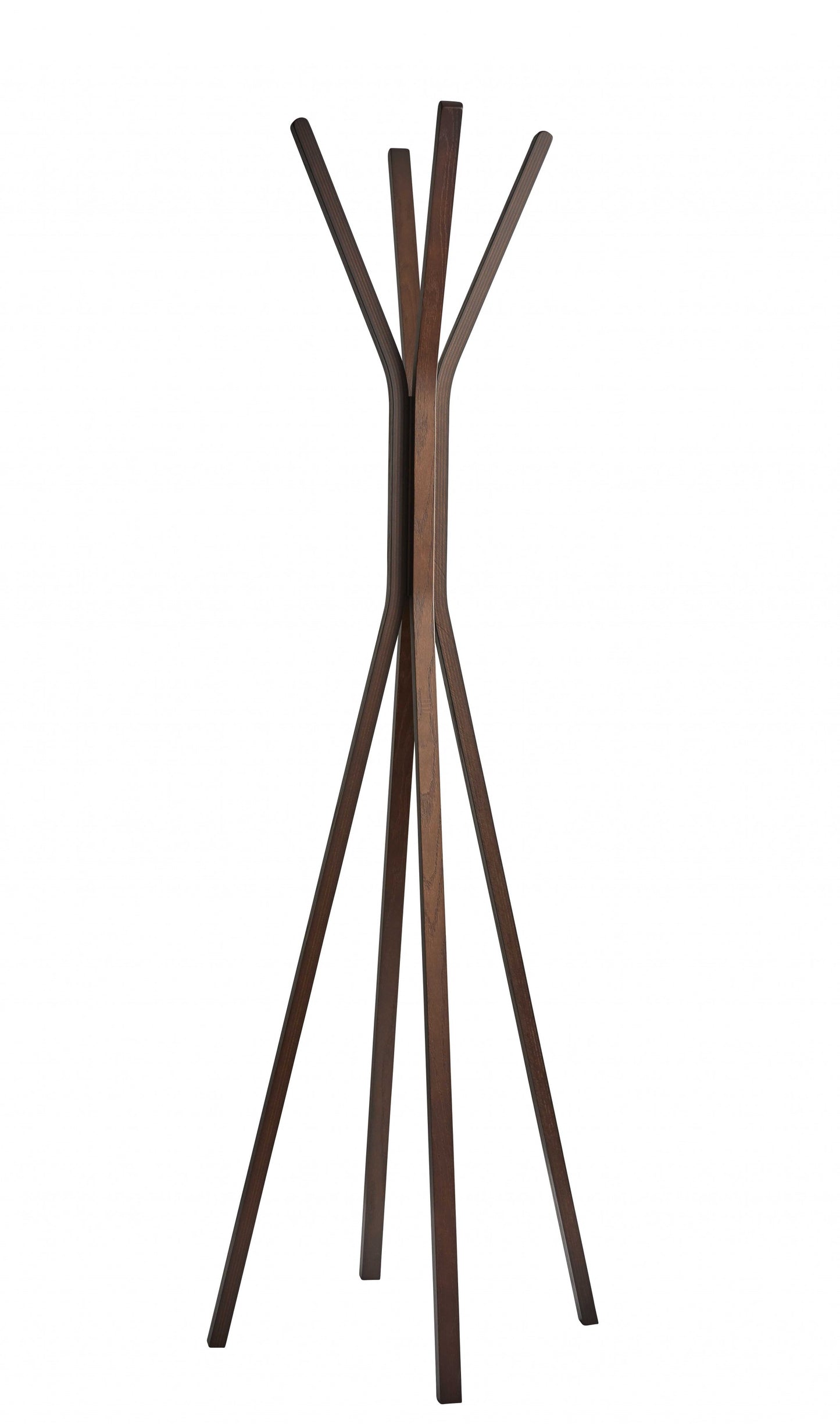 68" Brown Wood Four Hook Freestanding Coat Rack-0
