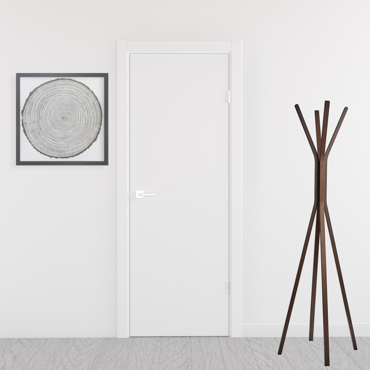 68" Brown Wood Four Hook Freestanding Coat Rack-1
