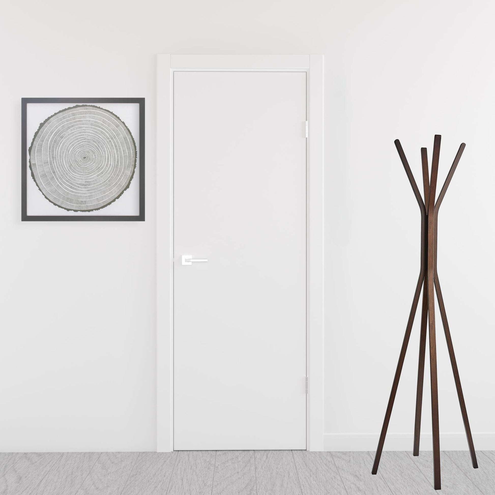 68" Brown Wood Four Hook Freestanding Coat Rack-1