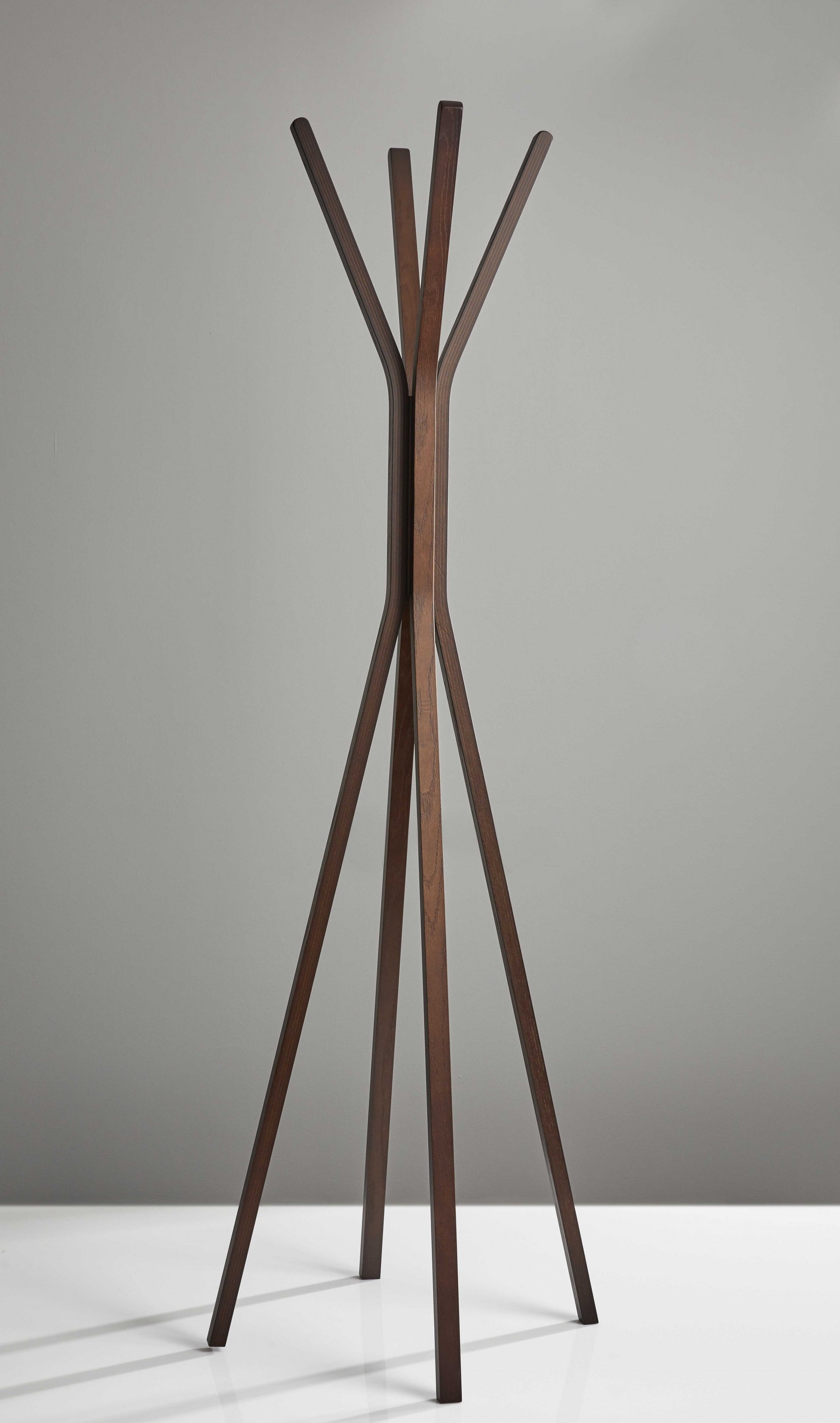 68" Brown Wood Four Hook Freestanding Coat Rack-7