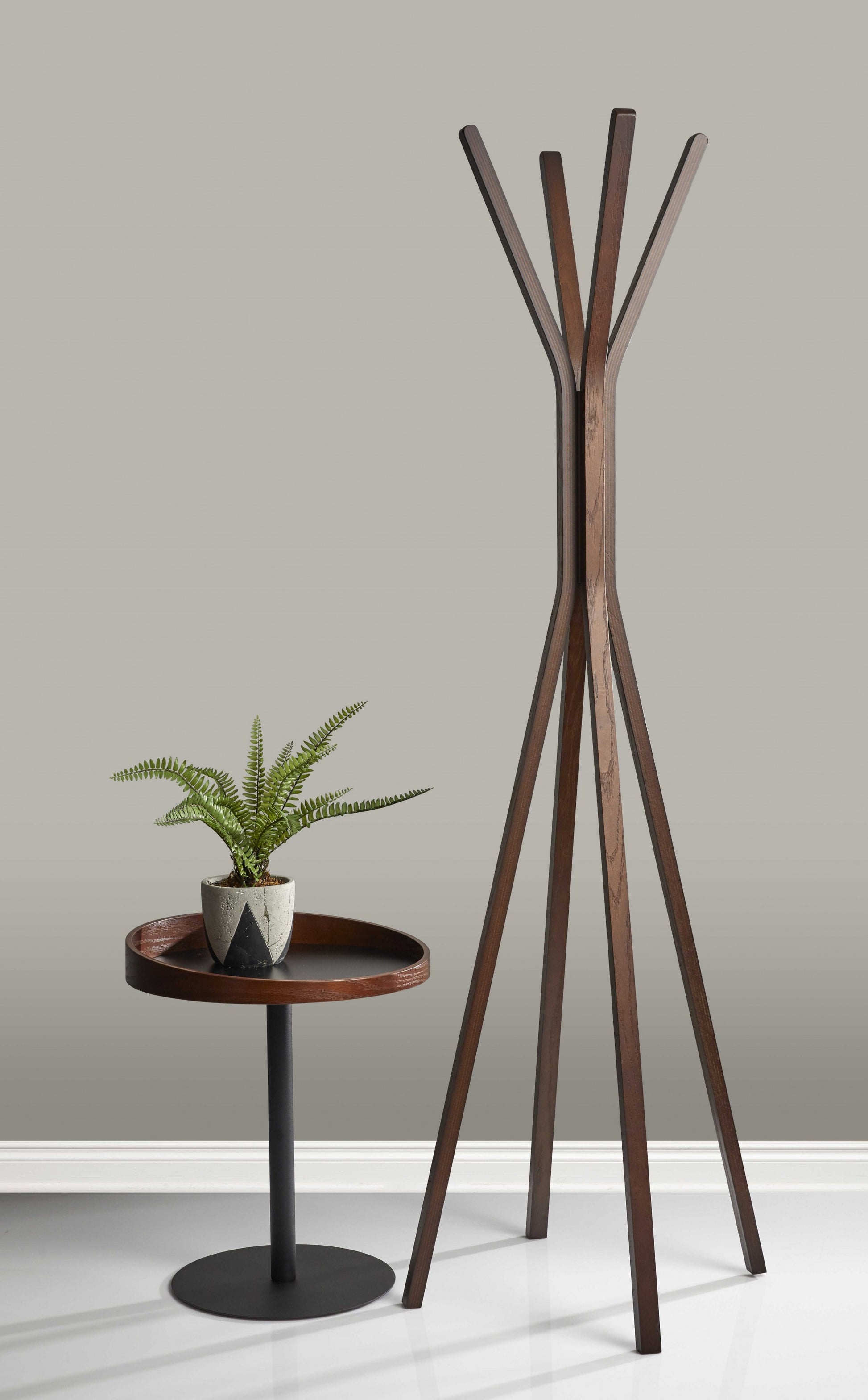 68" Brown Wood Four Hook Freestanding Coat Rack-8