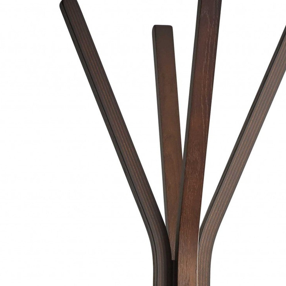 68" Brown Wood Four Hook Freestanding Coat Rack-4