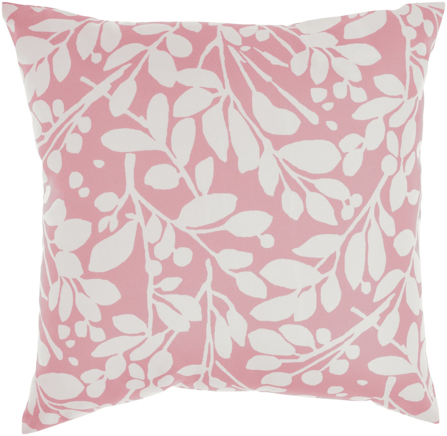 20" Pink and White Botanical And Geometric Indoor Outdoor Throw Pillow-1