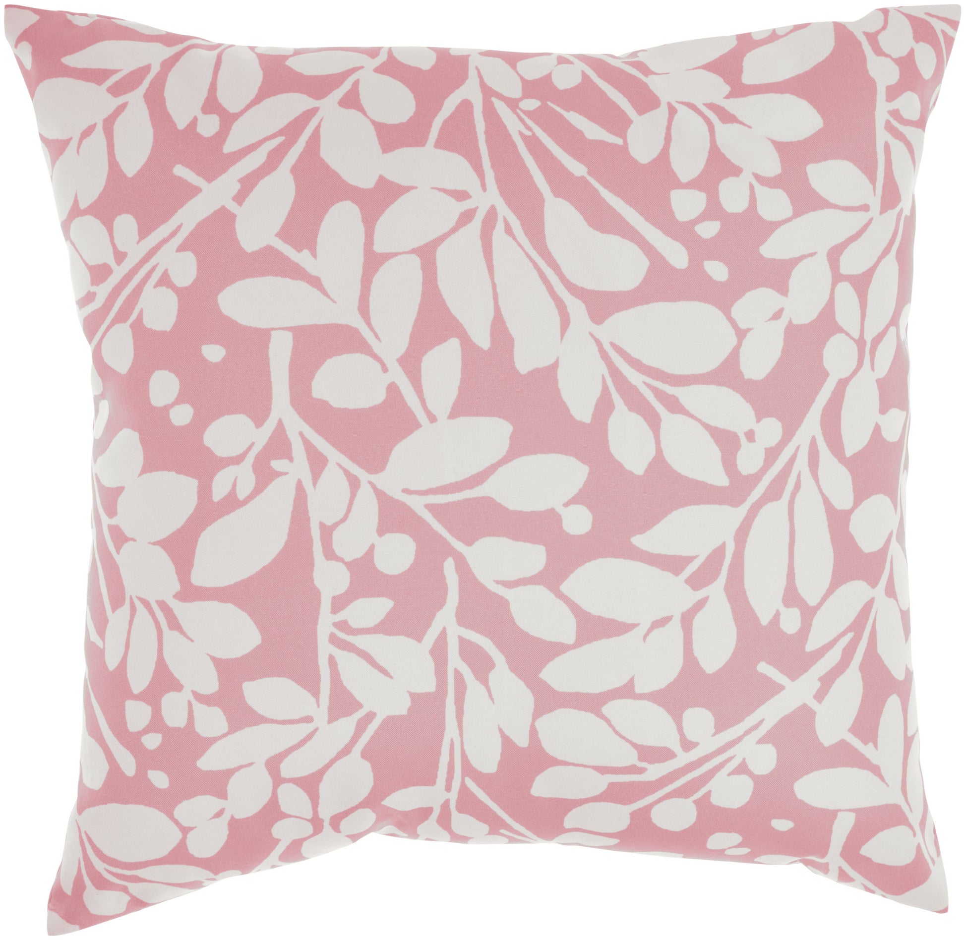 20" Pink and White Botanical And Geometric Indoor Outdoor Throw Pillow-1