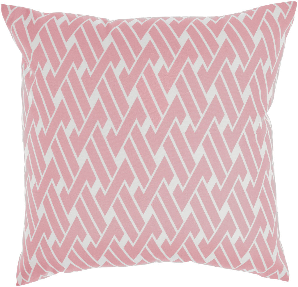 20" Pink and White Botanical And Geometric Indoor Outdoor Throw Pillow-2