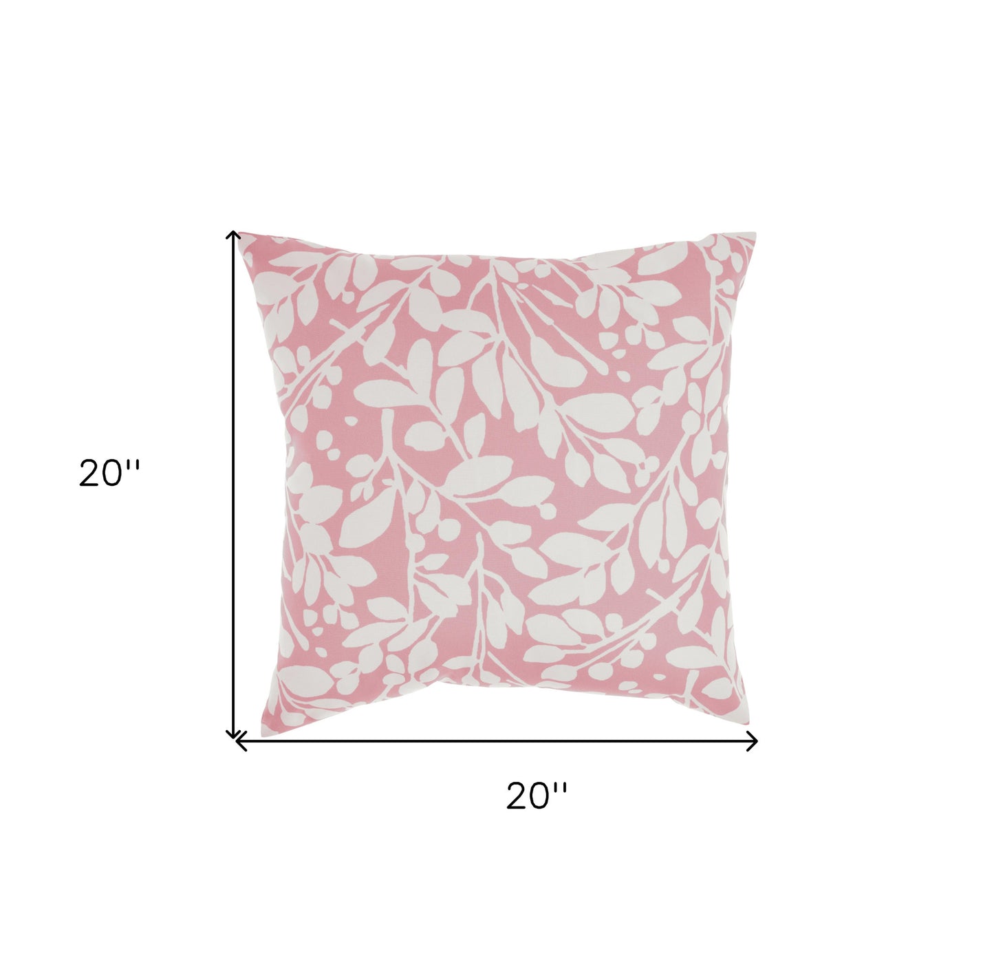 20" Pink and White Botanical And Geometric Indoor Outdoor Throw Pillow-3