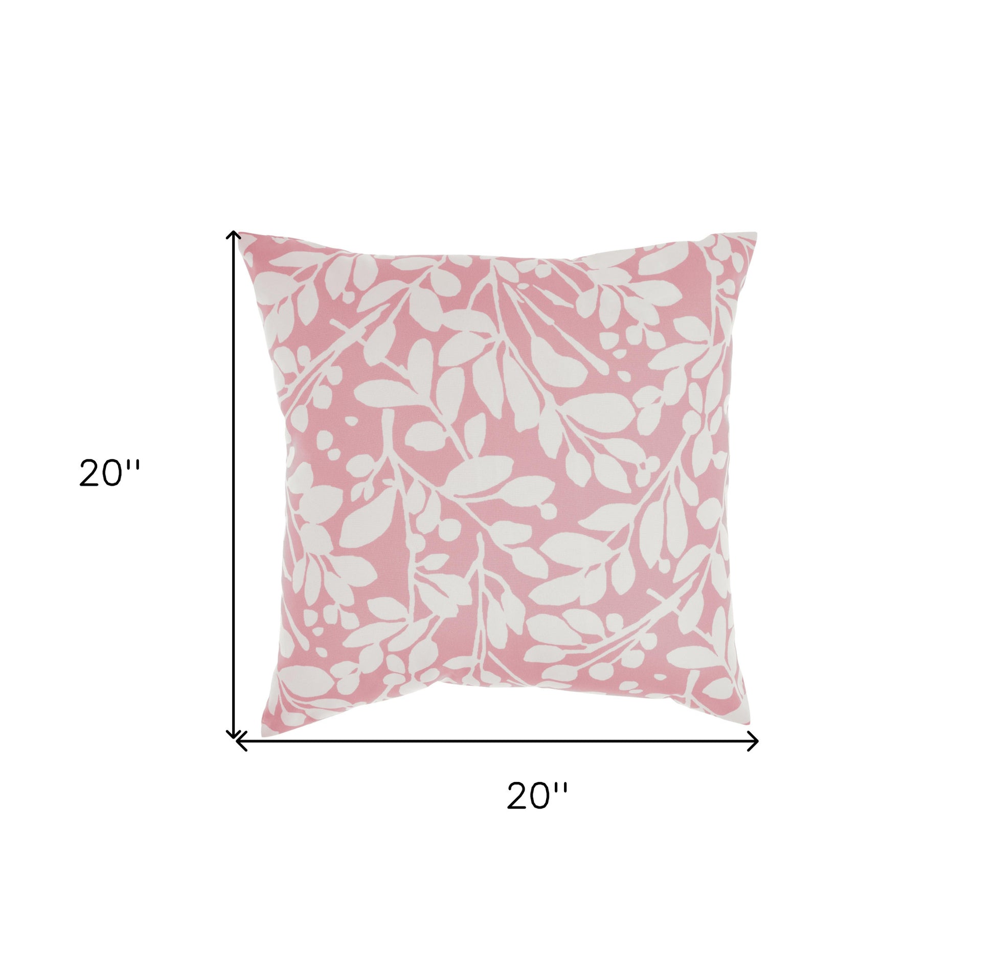 20" Pink and White Botanical And Geometric Indoor Outdoor Throw Pillow-3