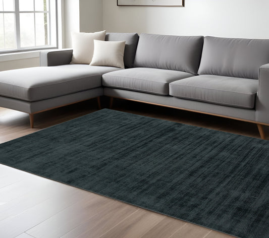 10' X 14' Charcoal And Black Abstract Hand Woven Area Rug-0