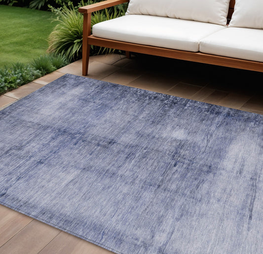 8' X 10' Navy Blue And Sky Blue Abstract Washable Indoor Outdoor Area Rug-0
