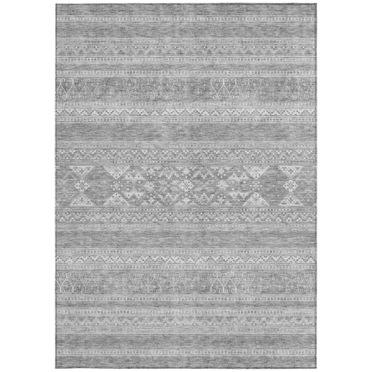 3' X 5' Silver Gray And Ivory Southwestern Washable Indoor Outdoor Area Rug-5