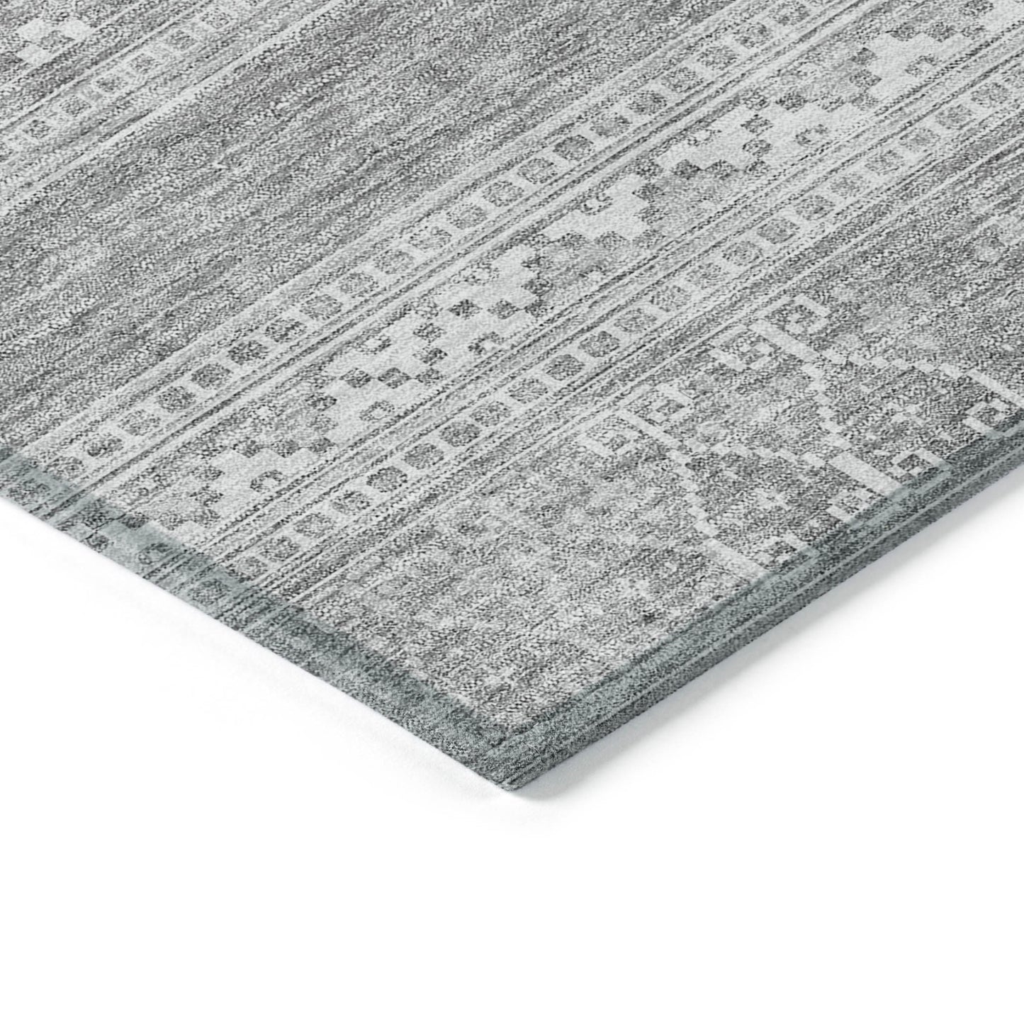 3' X 5' Silver Gray And Ivory Southwestern Washable Indoor Outdoor Area Rug-3