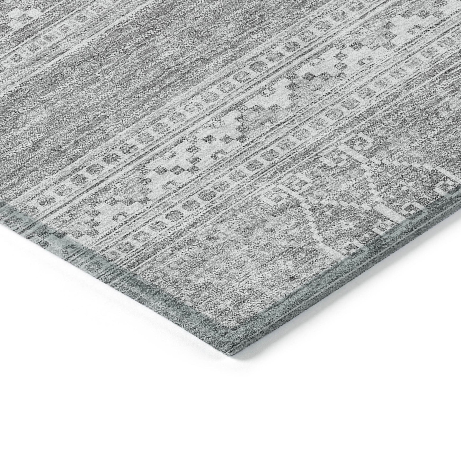 3' X 5' Silver Gray And Ivory Southwestern Washable Indoor Outdoor Area Rug-3