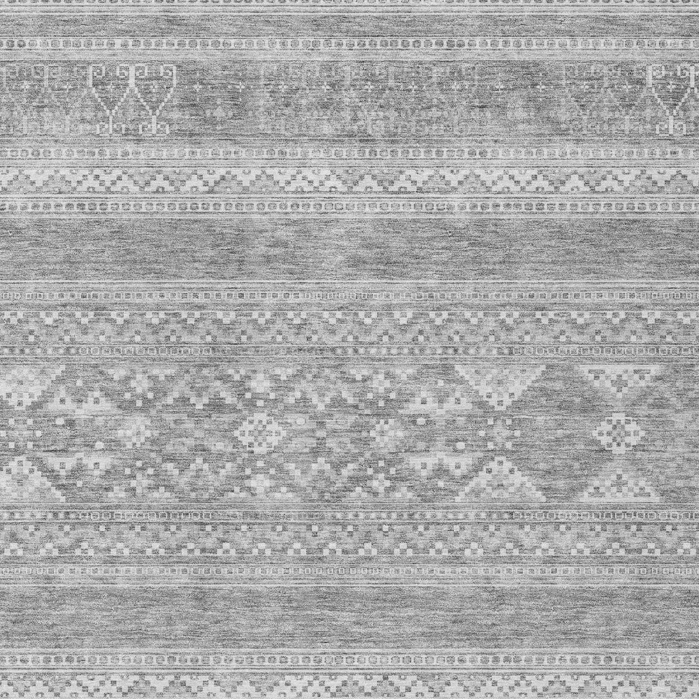 3' X 5' Silver Gray And Ivory Southwestern Washable Indoor Outdoor Area Rug-4