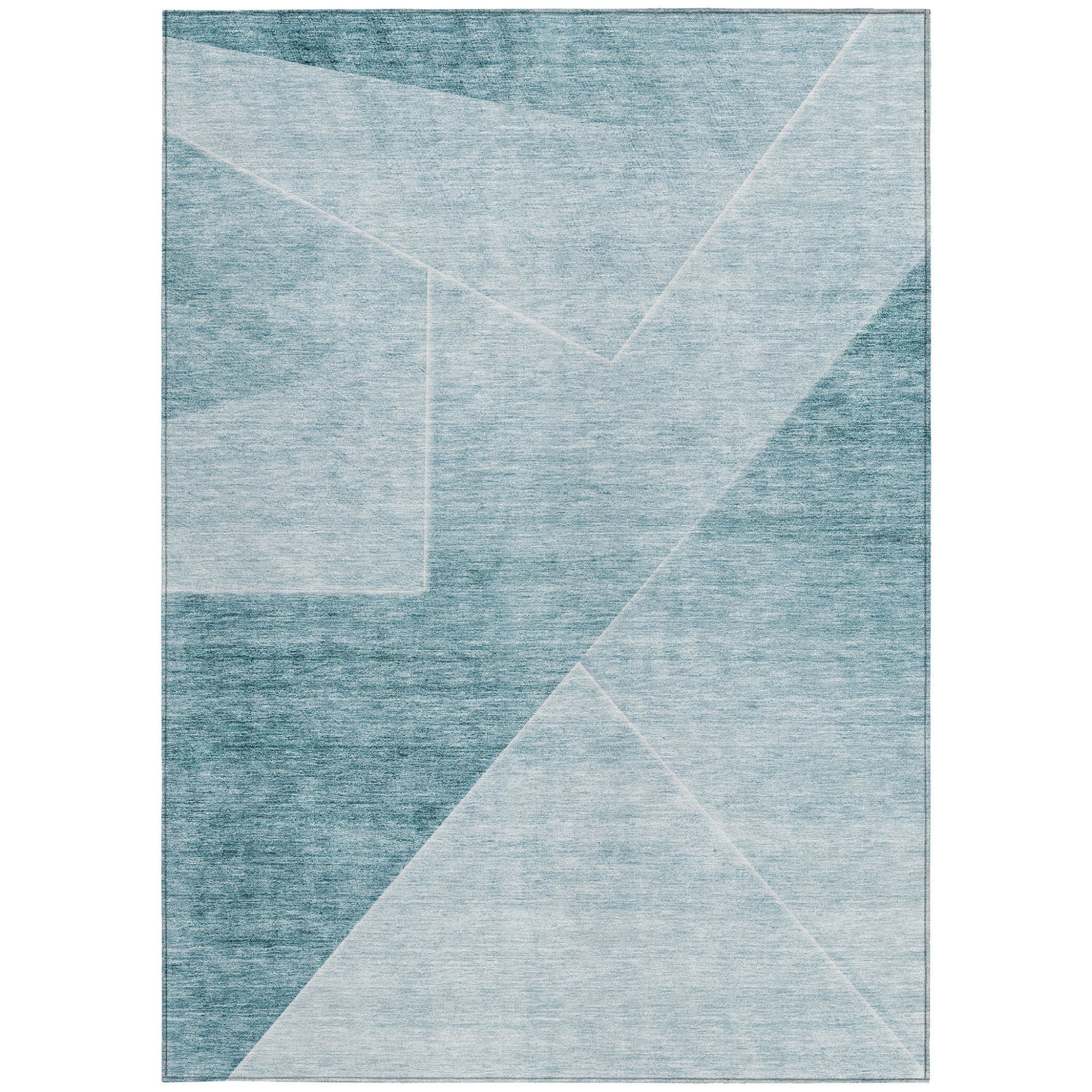 10' X 14' Teal Blue And Aqua Abstract Washable Indoor Outdoor Area Rug-6