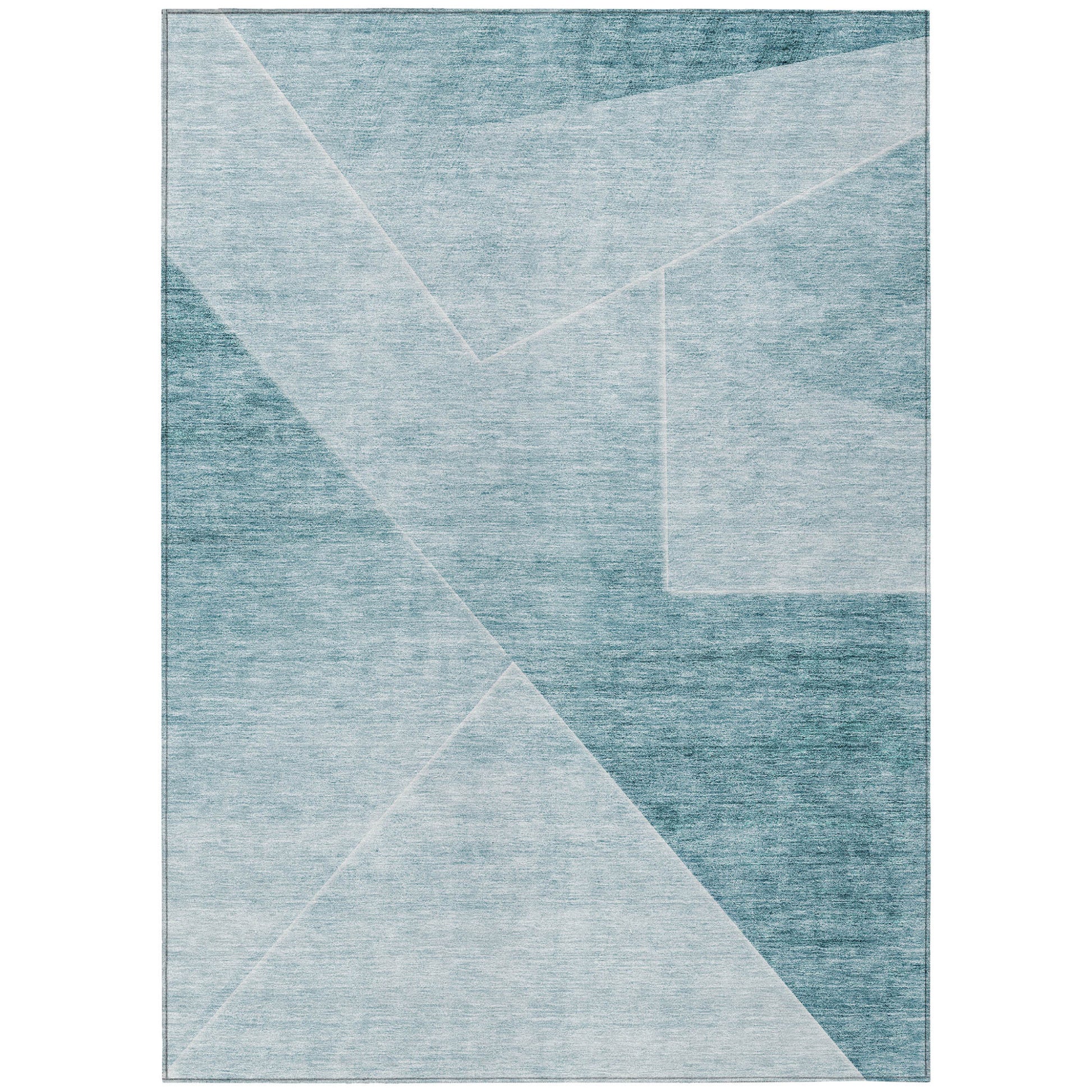10' X 14' Teal Blue And Aqua Abstract Washable Indoor Outdoor Area Rug-1