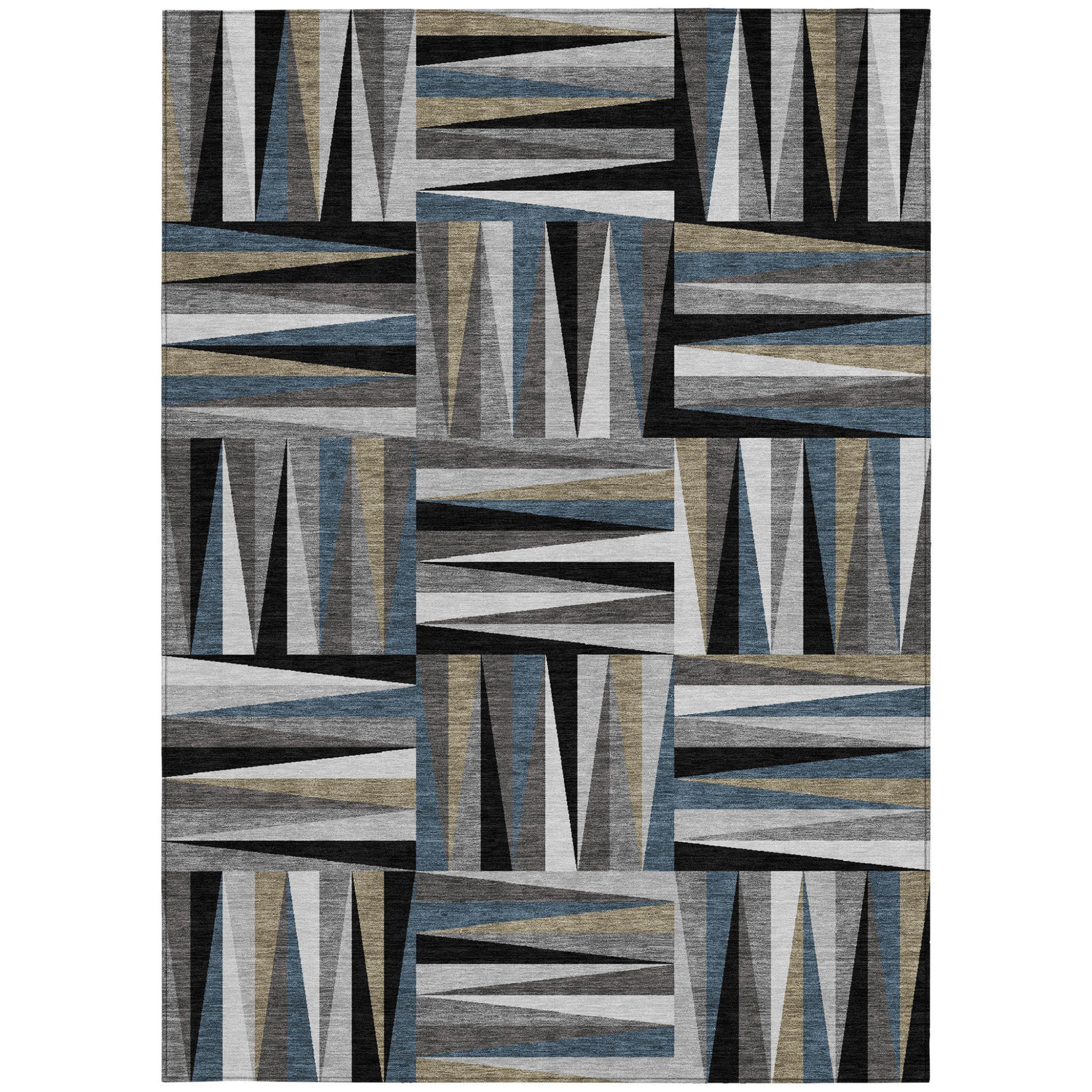 10' X 14' Black Gray And Ivory Geometric Washable Indoor Outdoor Area Rug-6