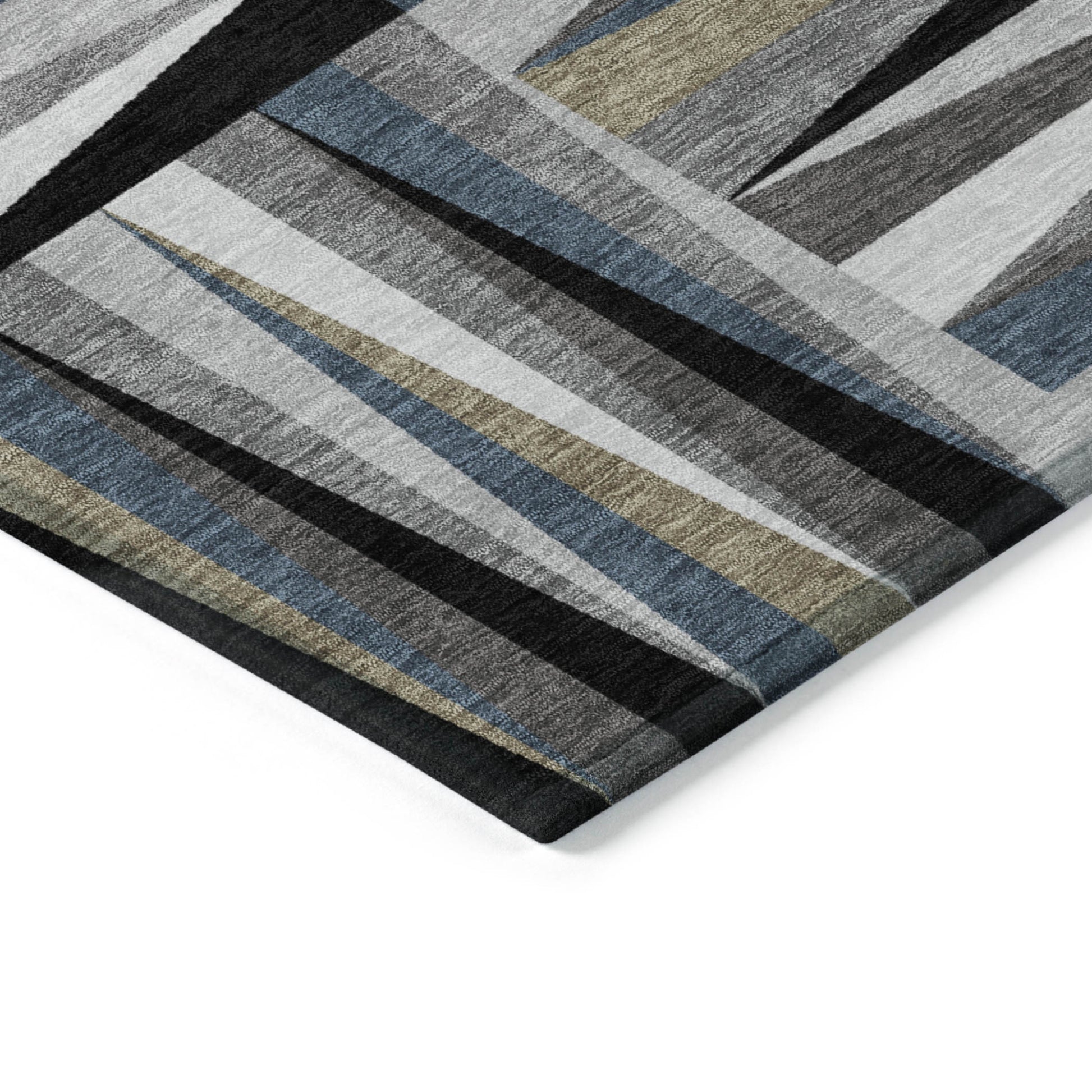 10' X 14' Black Gray And Ivory Geometric Washable Indoor Outdoor Area Rug-3