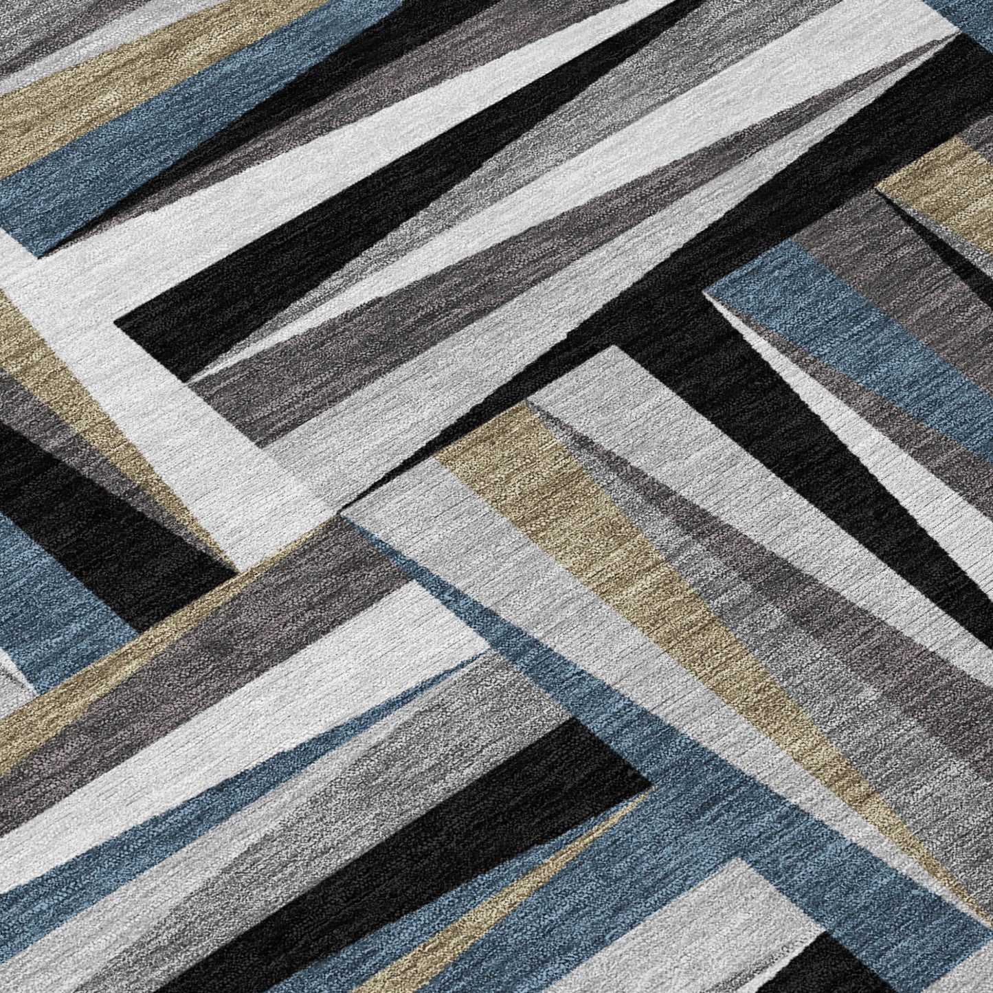 10' X 14' Black Gray And Ivory Geometric Washable Indoor Outdoor Area Rug-4