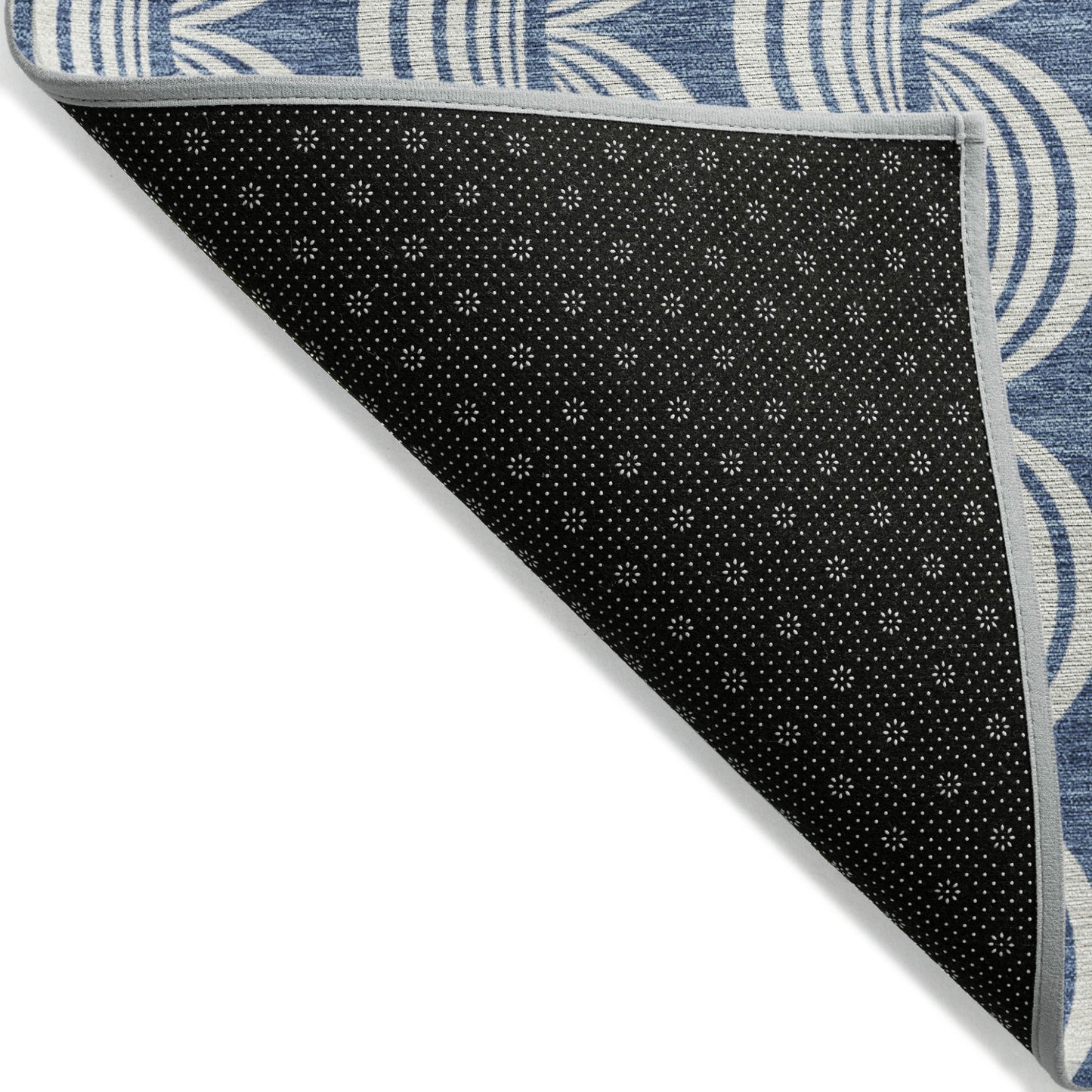 8' X 10' Denim Blue And Ivory Ogee Washable Indoor Outdoor Area Rug-2