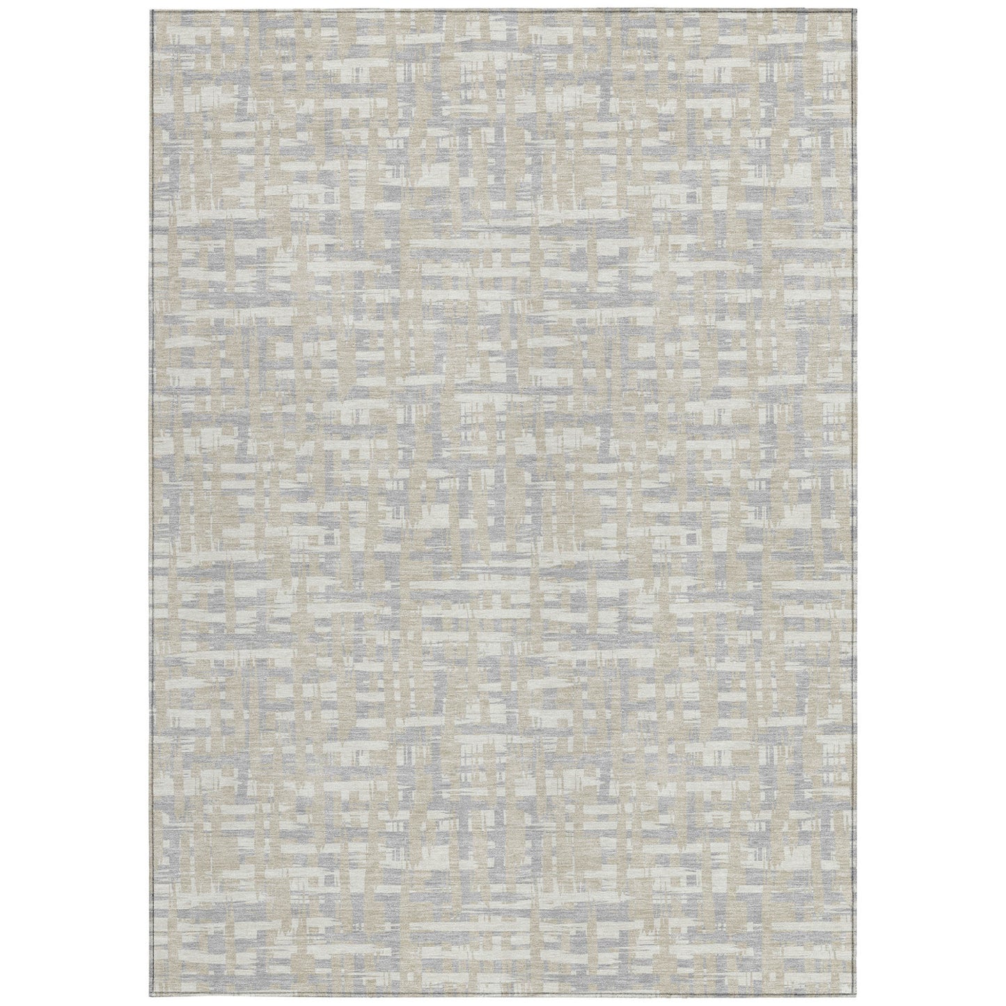 5' X 8' Beige And Gray Abstract Washable Indoor Outdoor Area Rug-5
