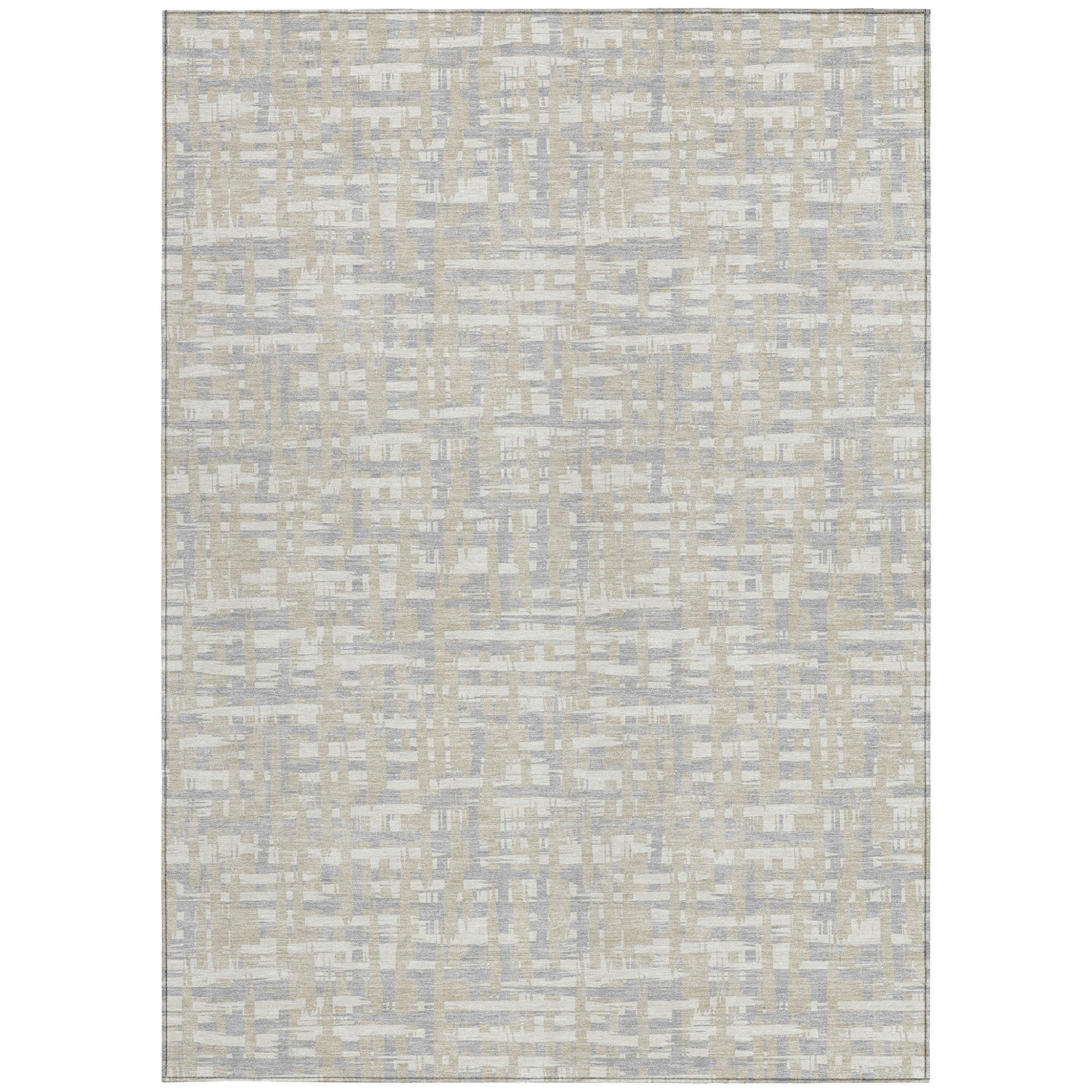 5' X 8' Beige And Gray Abstract Washable Indoor Outdoor Area Rug-5