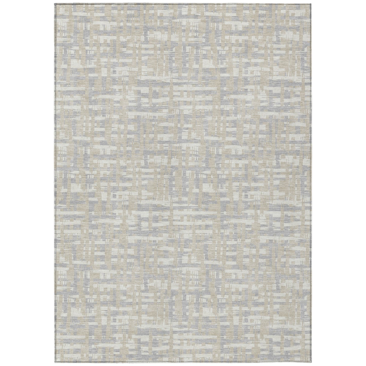 5' X 8' Beige And Gray Abstract Washable Indoor Outdoor Area Rug-1