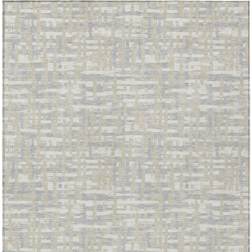 5' X 8' Beige And Gray Abstract Washable Indoor Outdoor Area Rug-4