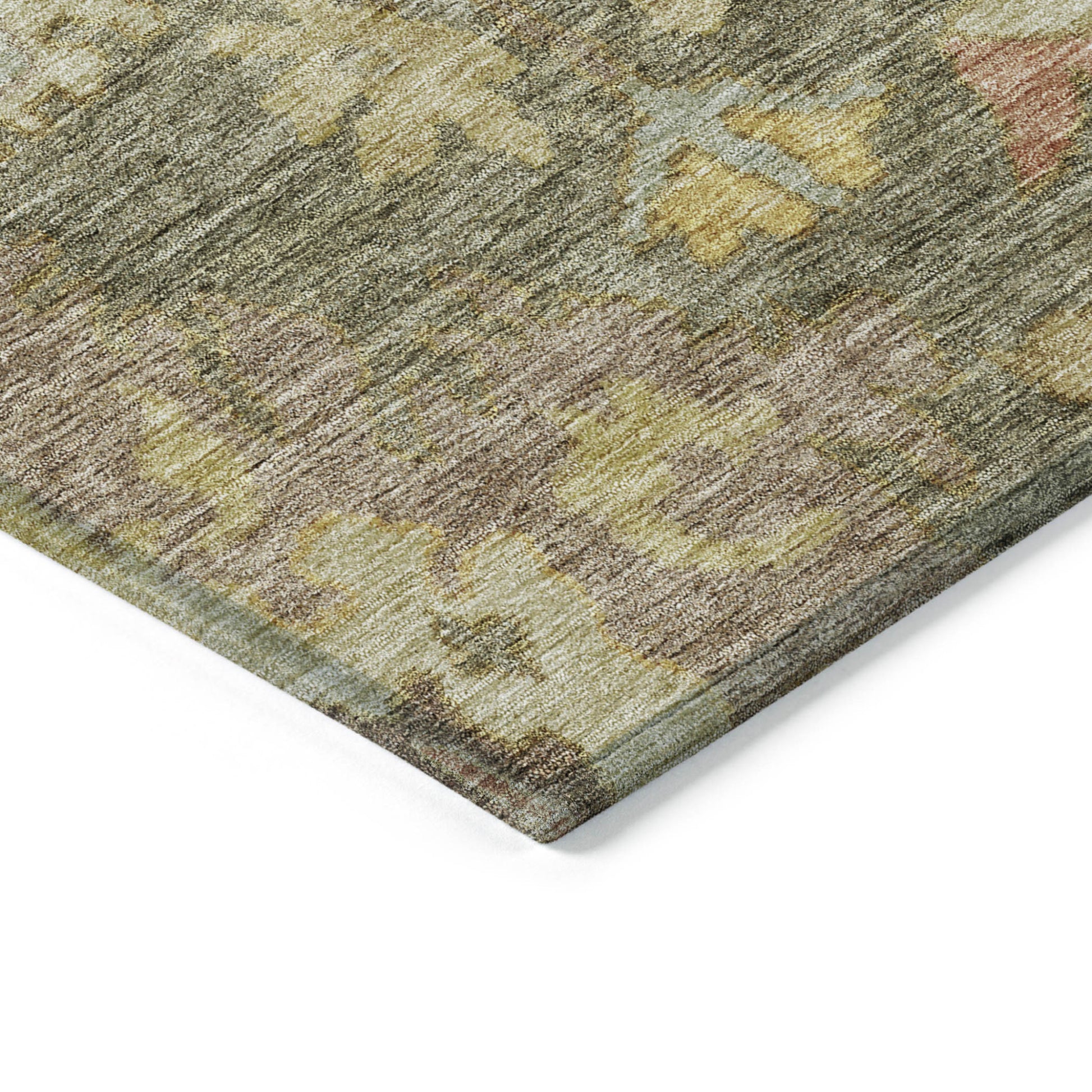 9' X 12' Artichoke Green Coral And Brown Floral Washable Indoor Outdoor Area Rug-3