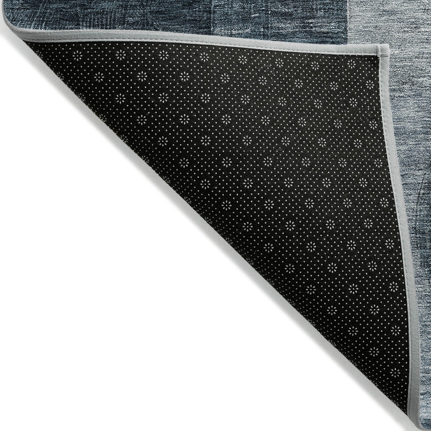 8' Teal Blue Gray And Charcoal Round Geometric Washable Indoor Outdoor Area Rug-2