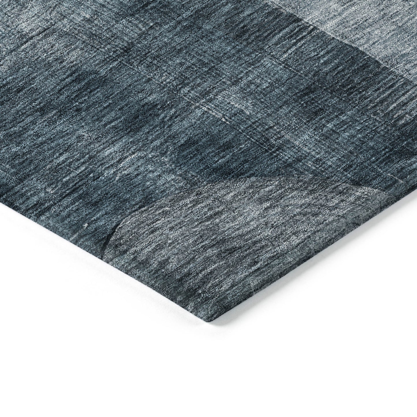 8' Teal Blue Gray And Charcoal Round Geometric Washable Indoor Outdoor Area Rug-3