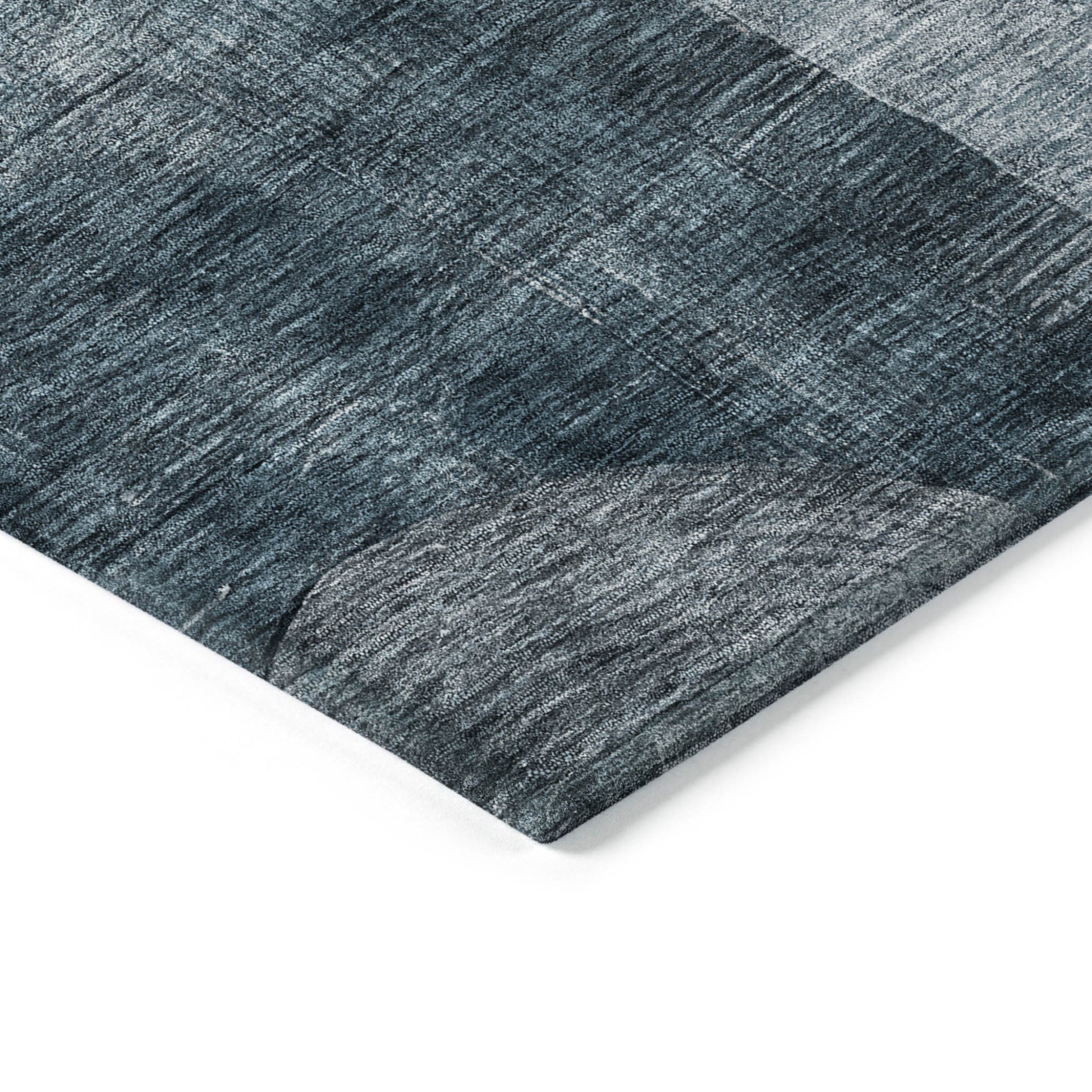 8' Teal Blue Gray And Charcoal Round Geometric Washable Indoor Outdoor Area Rug-3