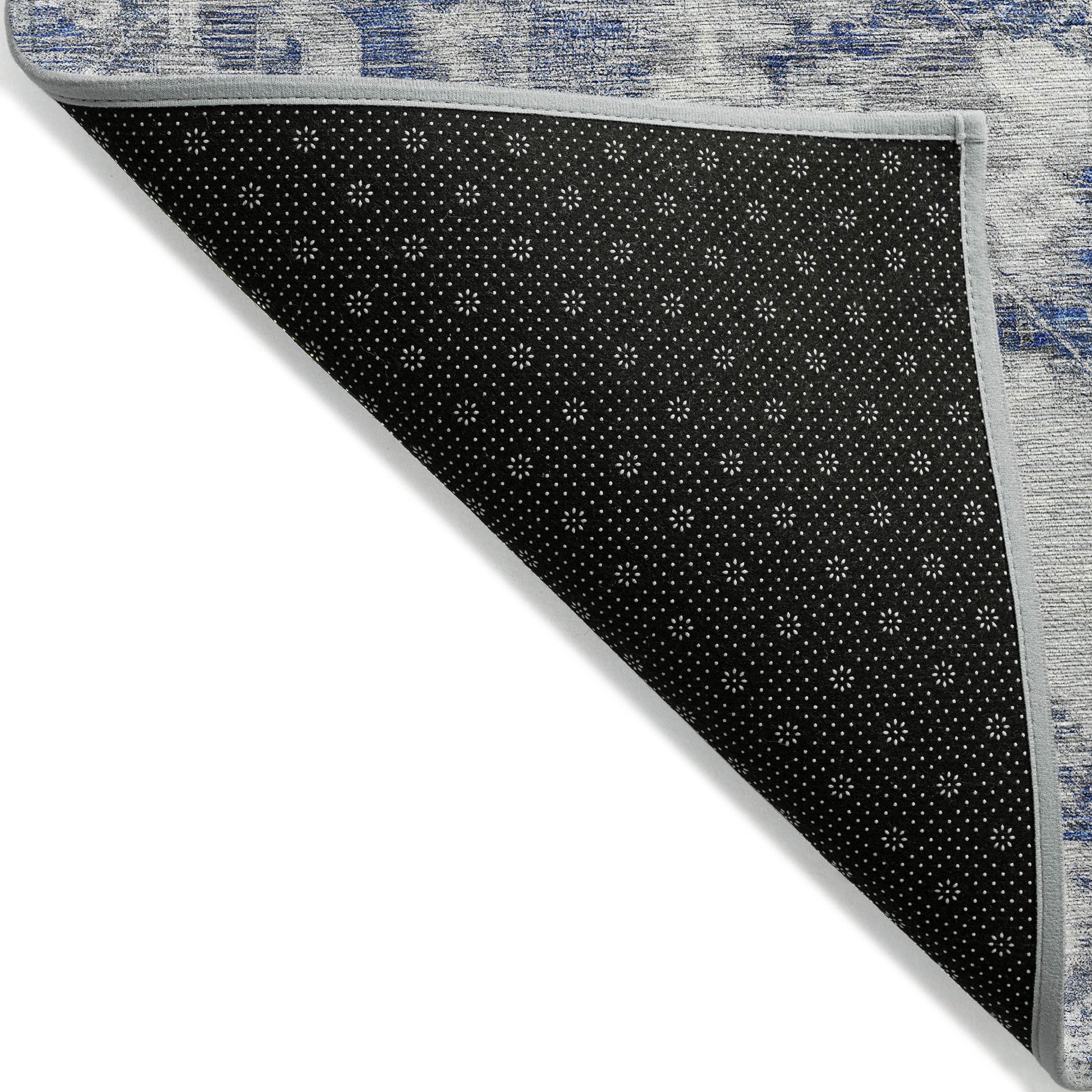 8' X 10' Blue And Denim Blue Floral Washable Indoor Outdoor Area Rug-8