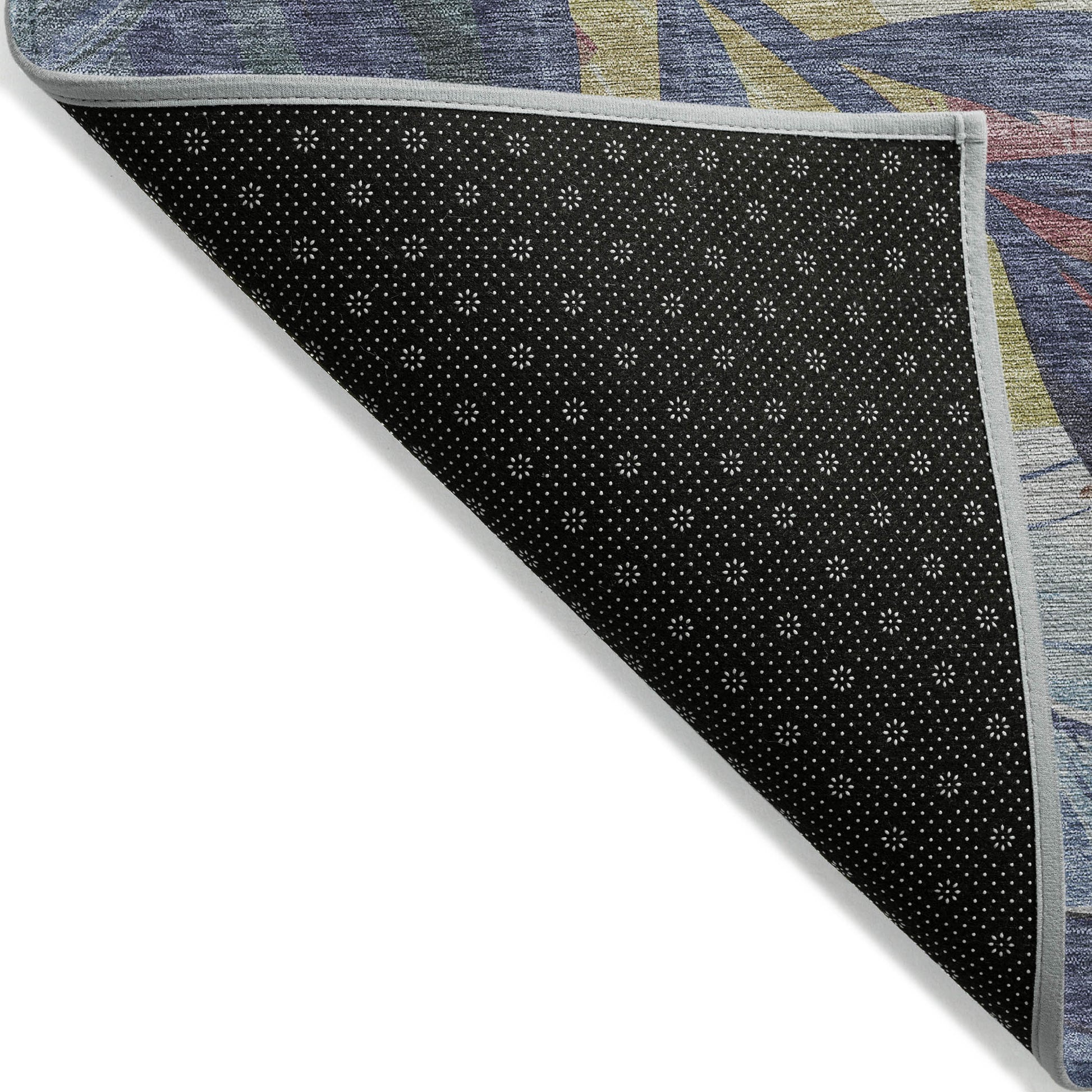 10' X 14' Denim Blue And Blush Floral Washable Indoor Outdoor Area Rug-3