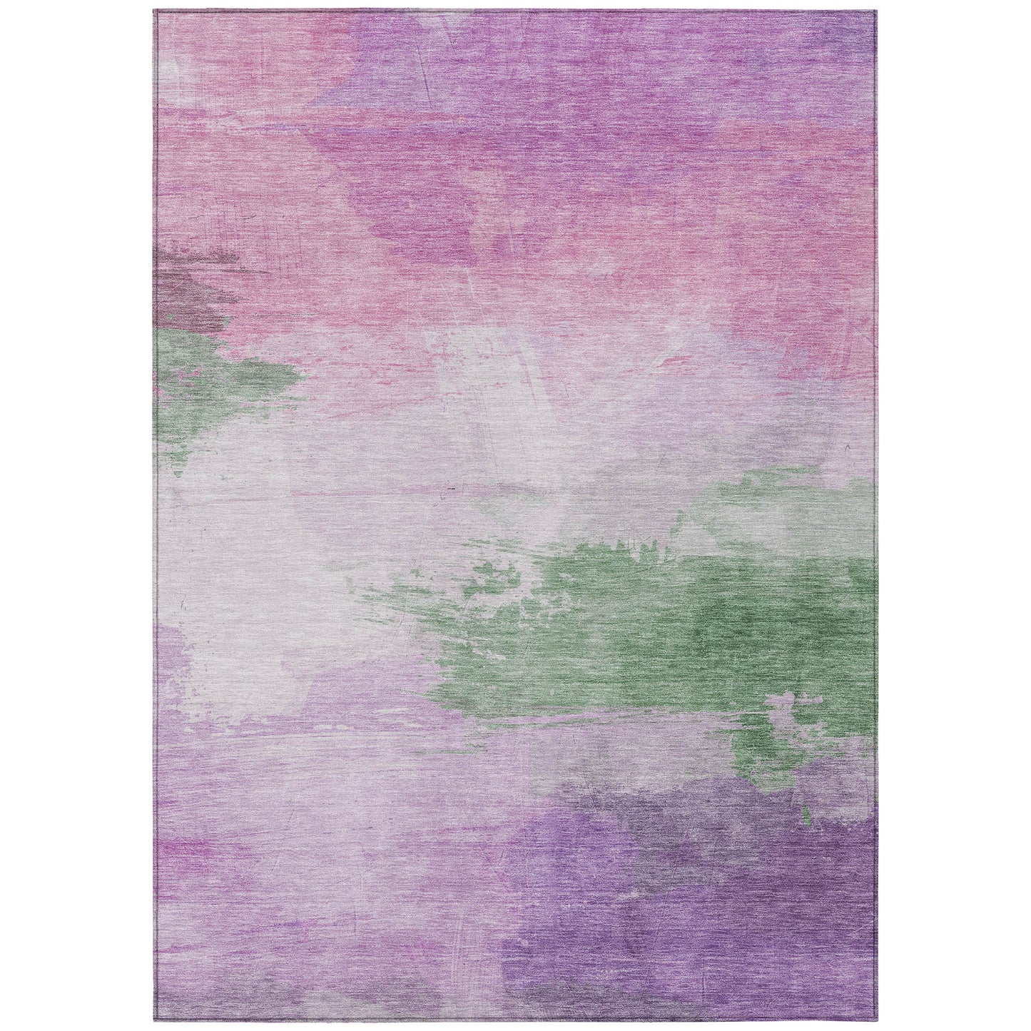 8' X 10' Lilac Lavender And Green Abstract Washable Indoor Outdoor Area Rug-1