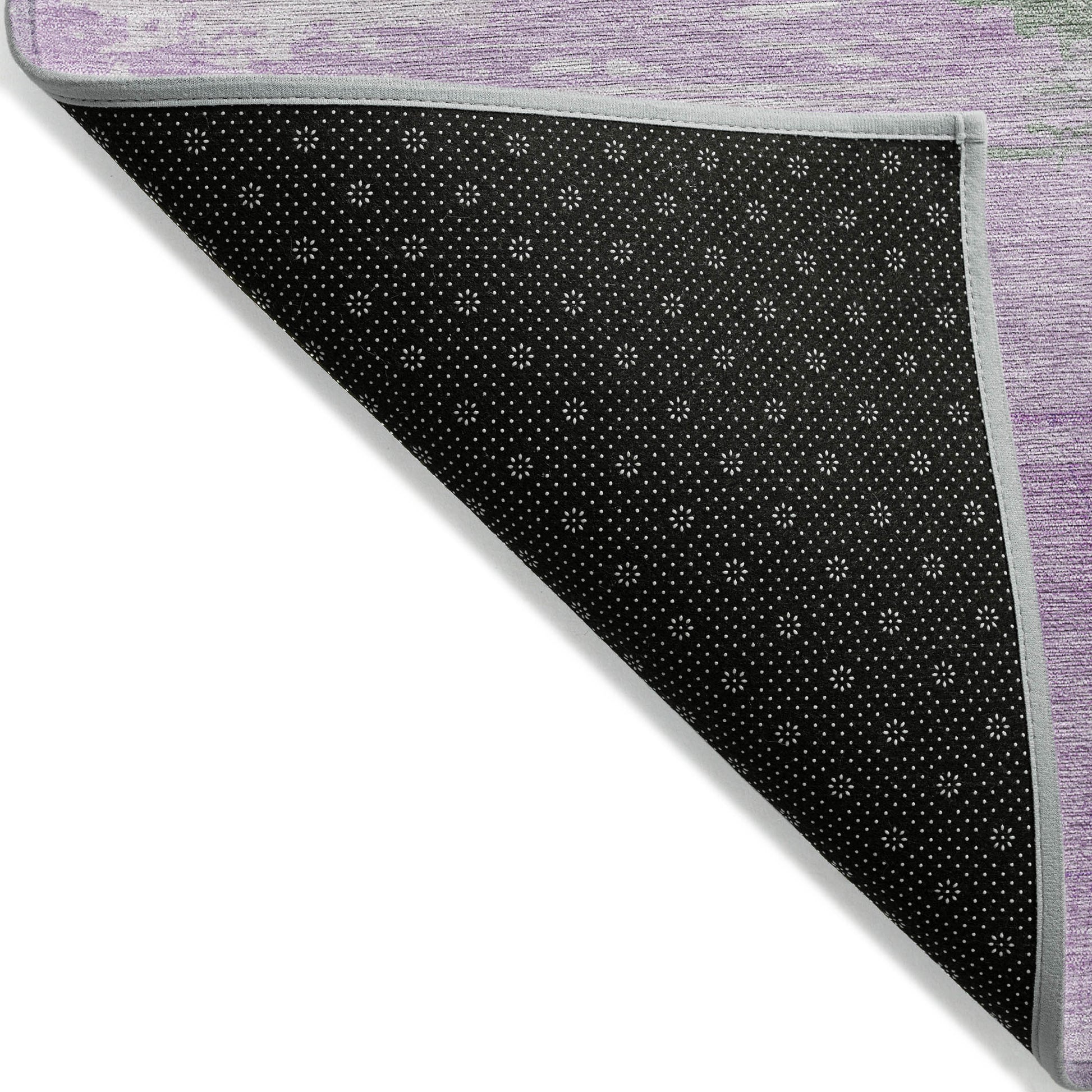 8' X 10' Lilac Lavender And Green Abstract Washable Indoor Outdoor Area Rug-3