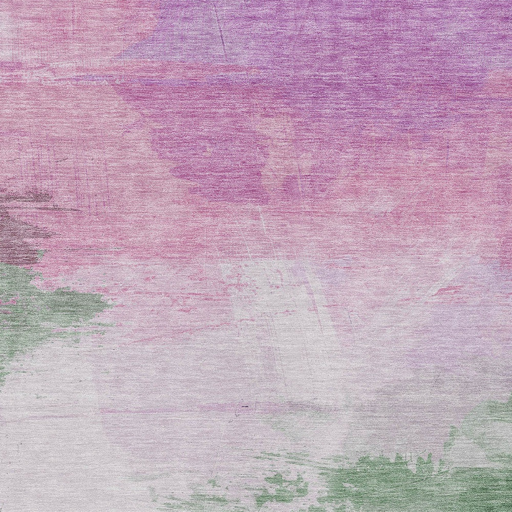 8' X 10' Lilac Lavender And Green Abstract Washable Indoor Outdoor Area Rug-5